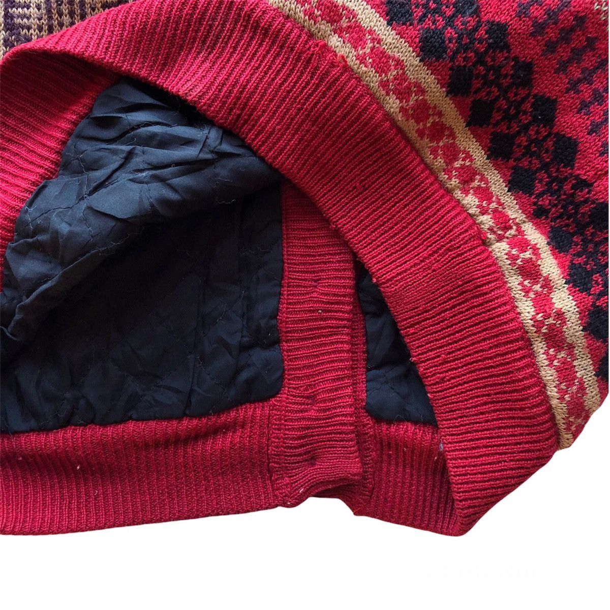 Japanese Brand Vintage 90's Knit Vest Coloured Native Art Quilted Lining Size US M / EU 48-50 / 2 - 12 Thumbnail