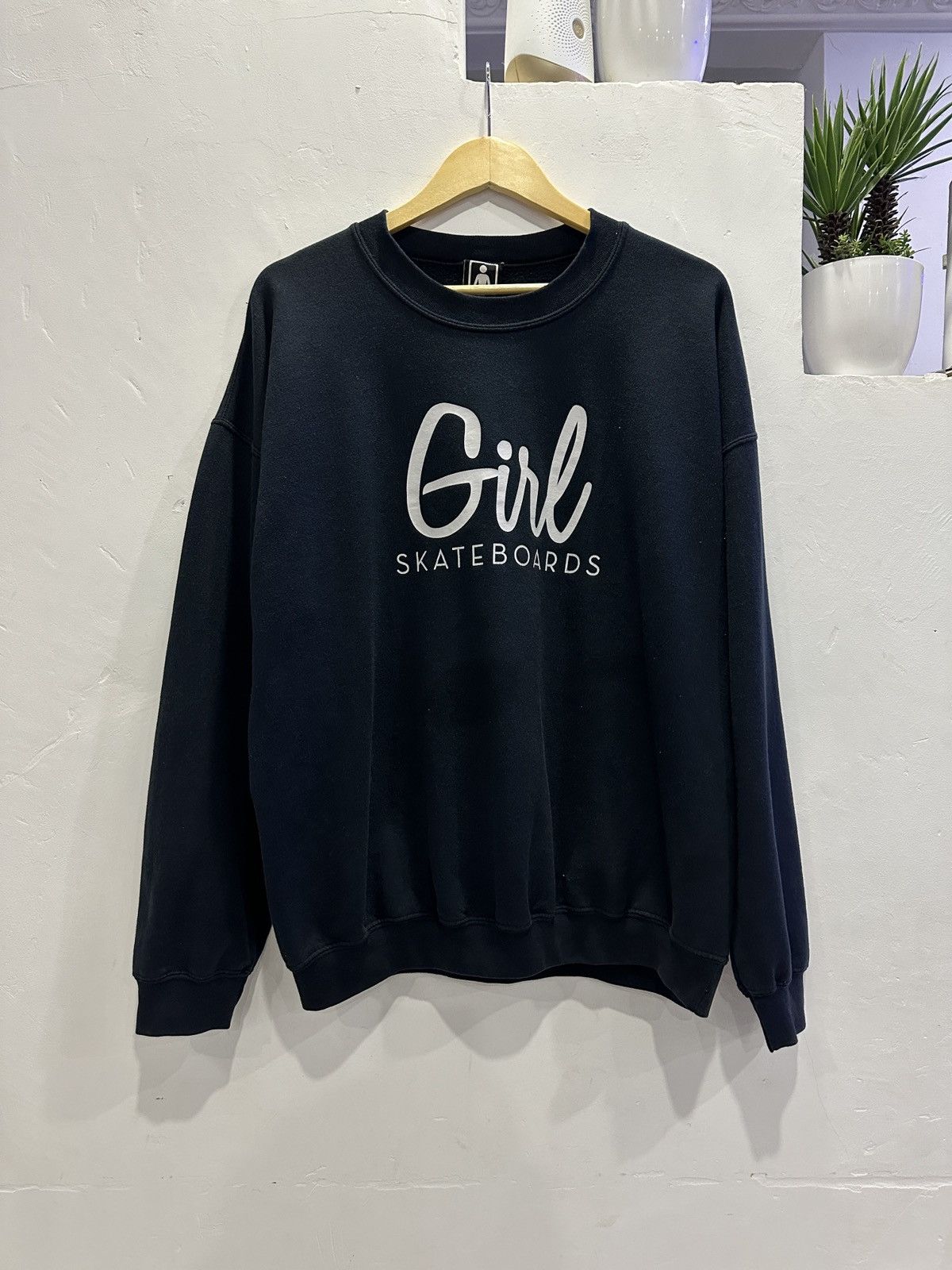 image of Girl Skateboards Crewneck in Black, Men's (Size XL)