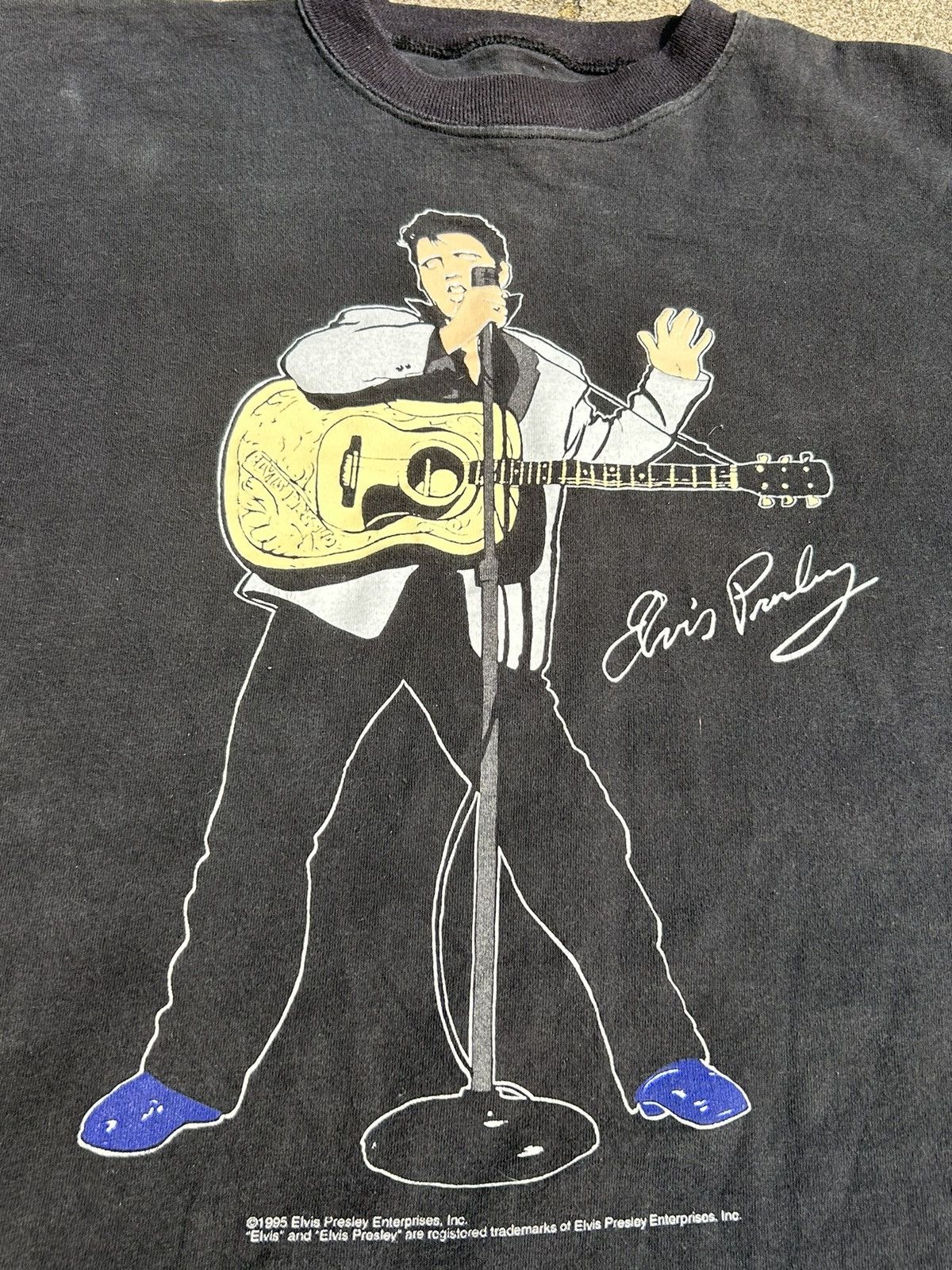 Band Tees × Vintage Vintage 1995 Elvis Presley Cropped T Shirt Size US M / EU 48-50 / 2 - 5 Thumbnail