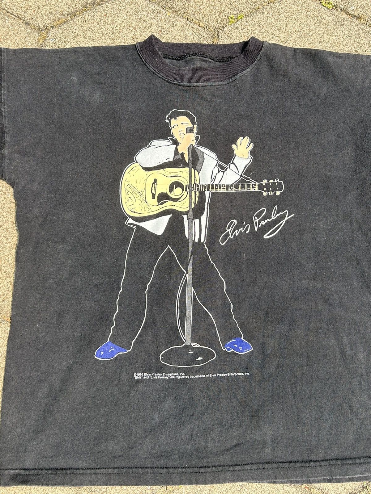 Band Tees × Vintage Vintage 1995 Elvis Presley Cropped T Shirt Size US M / EU 48-50 / 2 - 4 Thumbnail