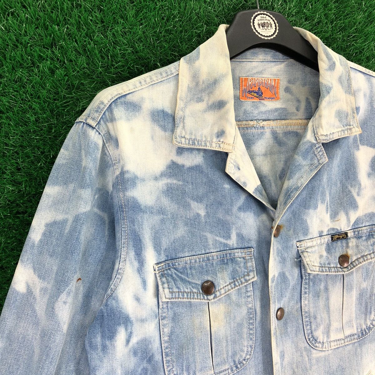 Wrangler Vintage 80's Wrangler Chore Denim Jacket Thrashed Acid Wash Size US S / EU 44-46 / 1 - 2 Thumbnail