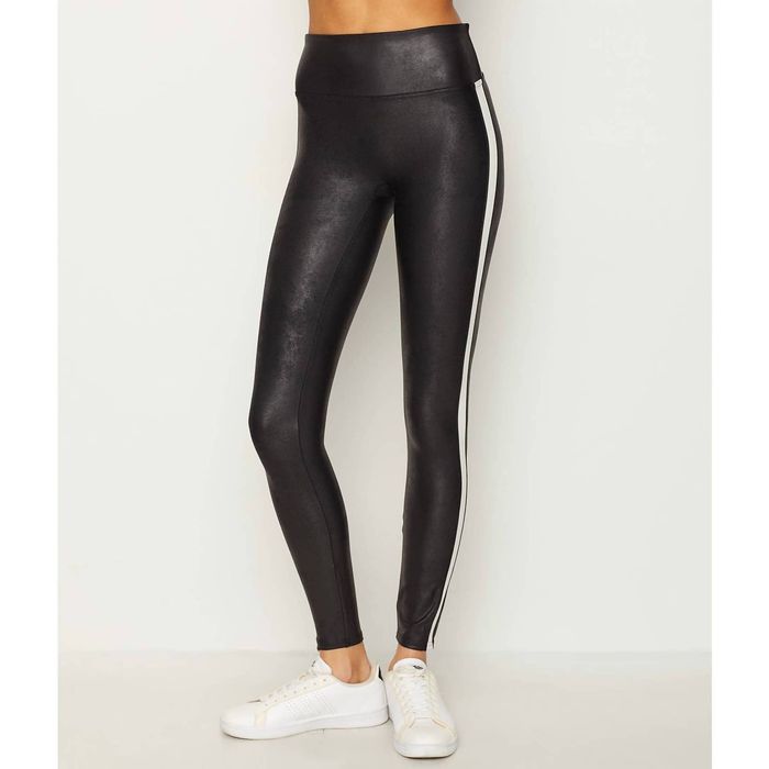 Spanx Faux Leather Side Stripe Legging In Very Black/white Grailed