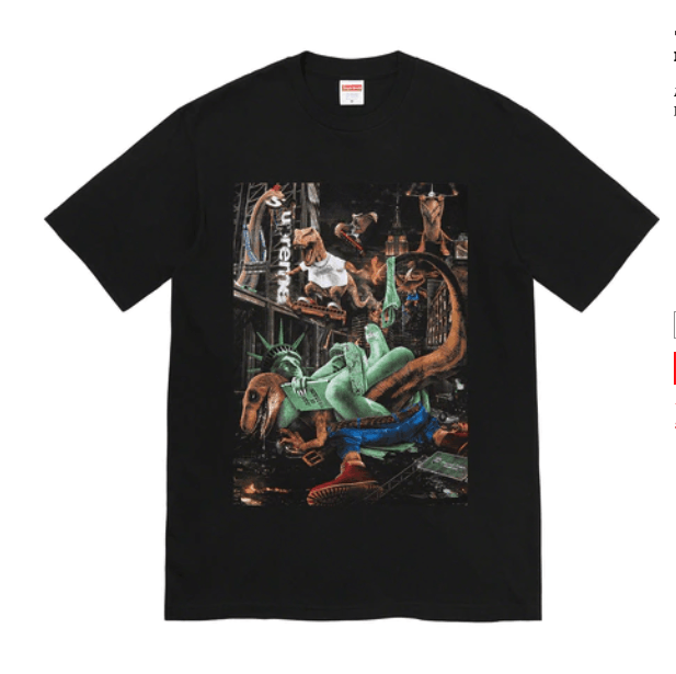 image of Supreme T-Rex Tee Size 2Xl Fw23 Black, Men's