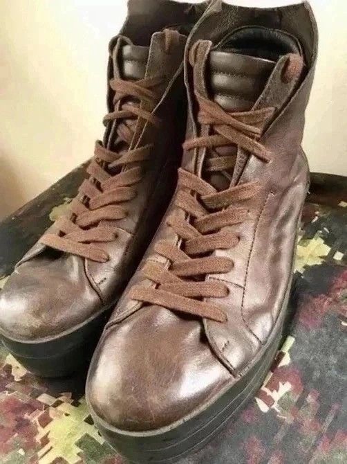 Cinzia Araia Italian Made Brown Leather Platform sneaker boots Size US 10 / EU 43 - 1 Thumbnail