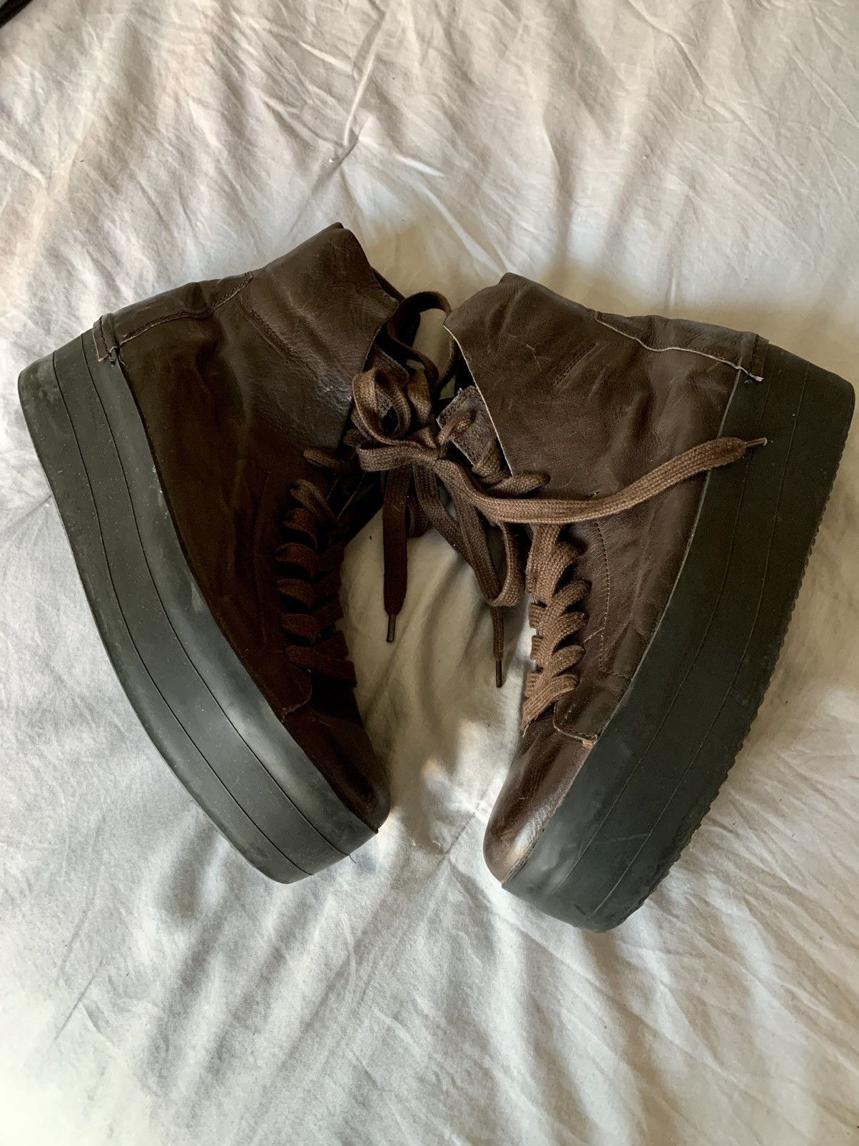 Cinzia Araia Italian Made Brown Leather Platform sneaker boots Size US 10 / EU 43 - 5 Thumbnail