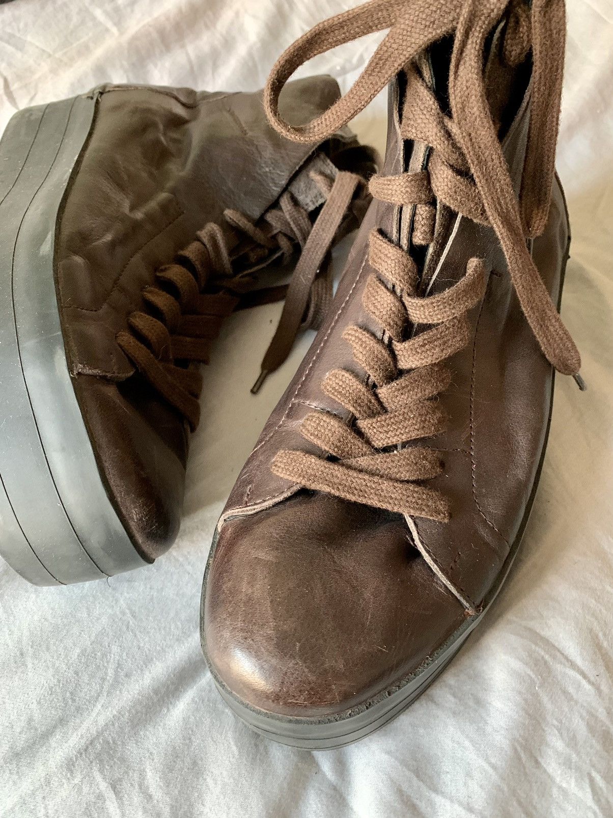Cinzia Araia Italian Made Brown Leather Platform sneaker boots Size US 10 / EU 43 - 6 Thumbnail