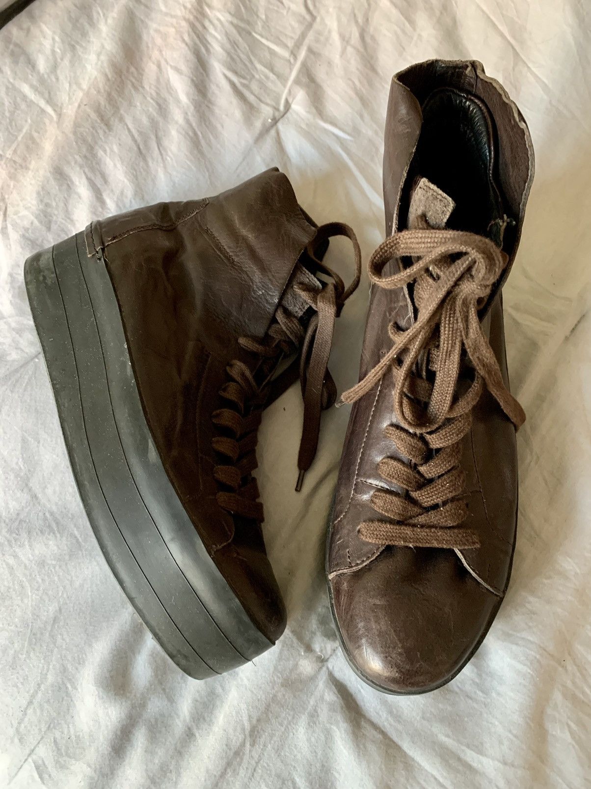 Cinzia Araia Italian Made Brown Leather Platform sneaker boots Size US 10 / EU 43 - 3 Thumbnail