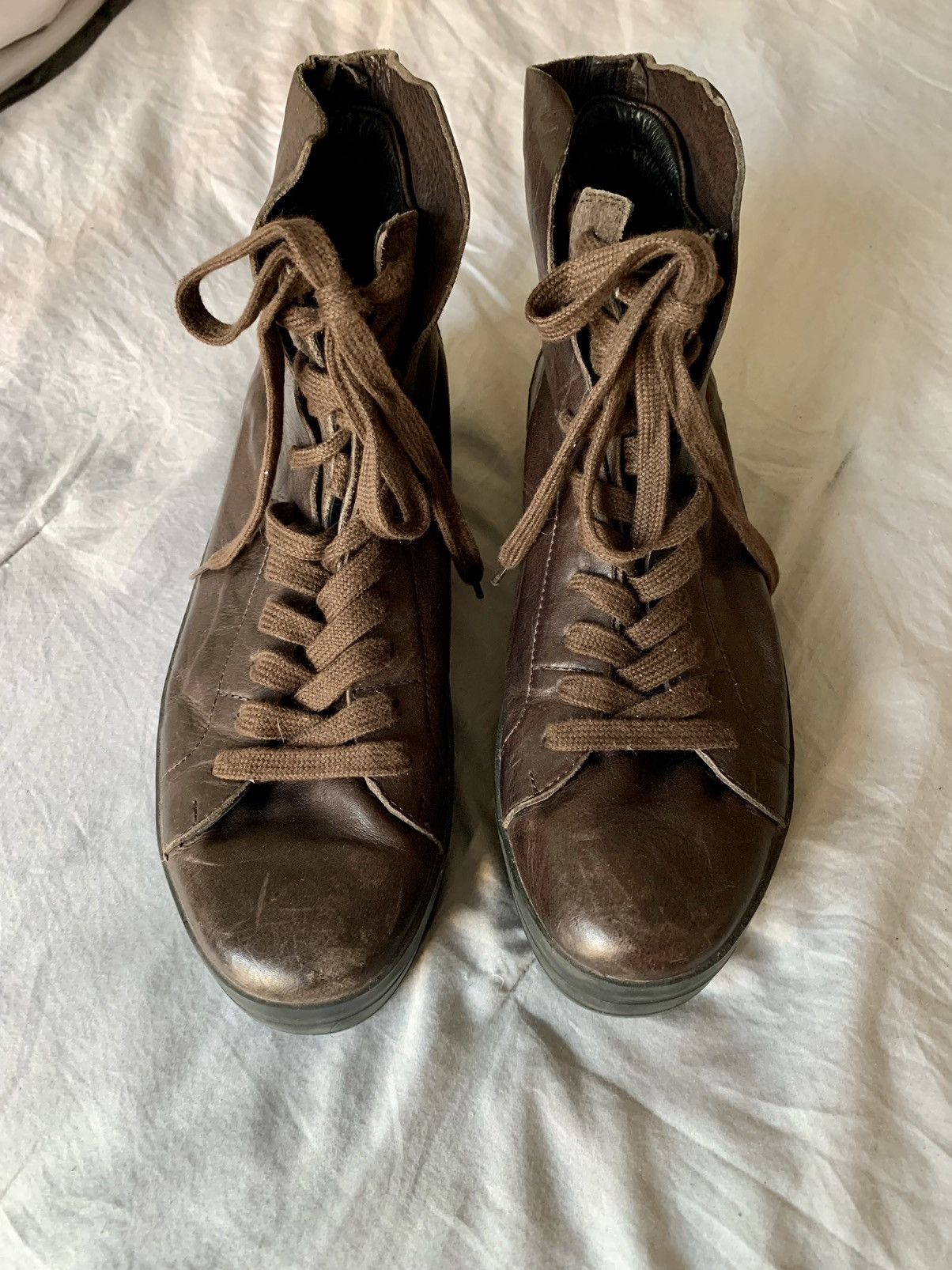 Cinzia Araia Italian Made Brown Leather Platform sneaker boots Size US 10 / EU 43 - 4 Thumbnail