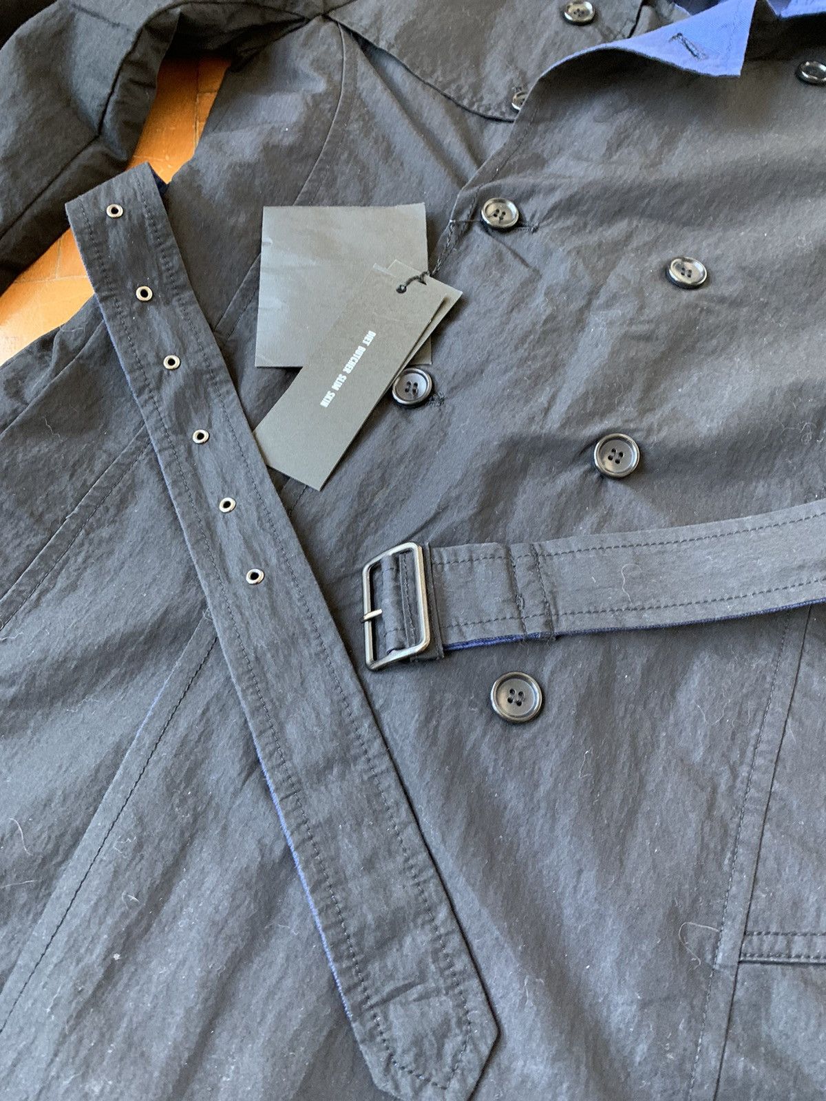 Diet Butcher Slim Skin New $700 Japan made long reversible Trench coat Size US S / EU 44-46 / 1 - 6 Thumbnail