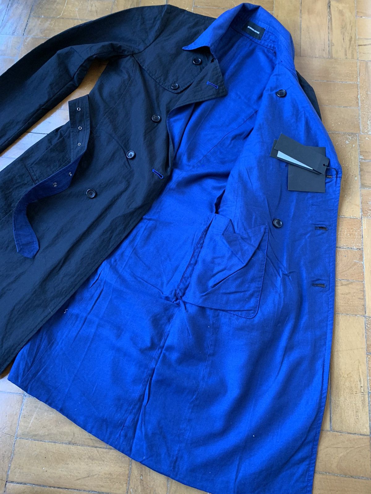 Diet Butcher Slim Skin New $700 Japan made long reversible Trench coat Size US S / EU 44-46 / 1 - 10 Thumbnail