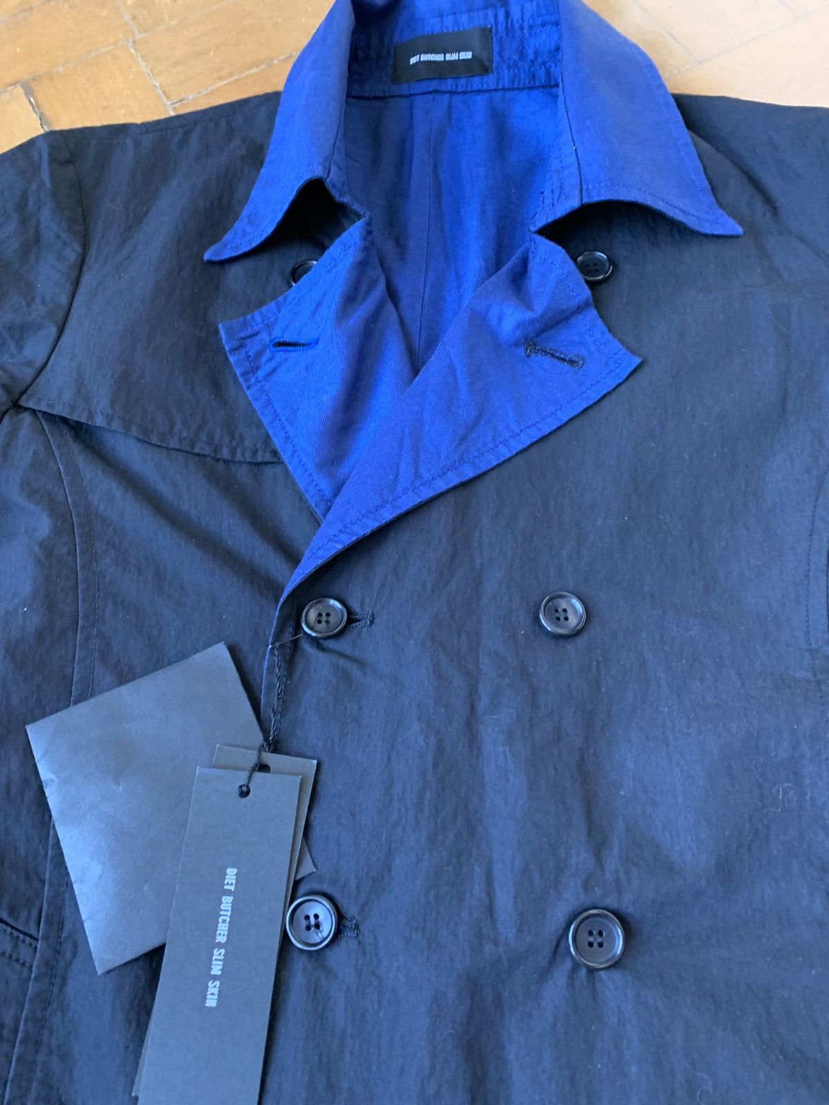 Diet Butcher Slim Skin New $700 Japan made long reversible Trench coat Size US S / EU 44-46 / 1 - 4 Thumbnail