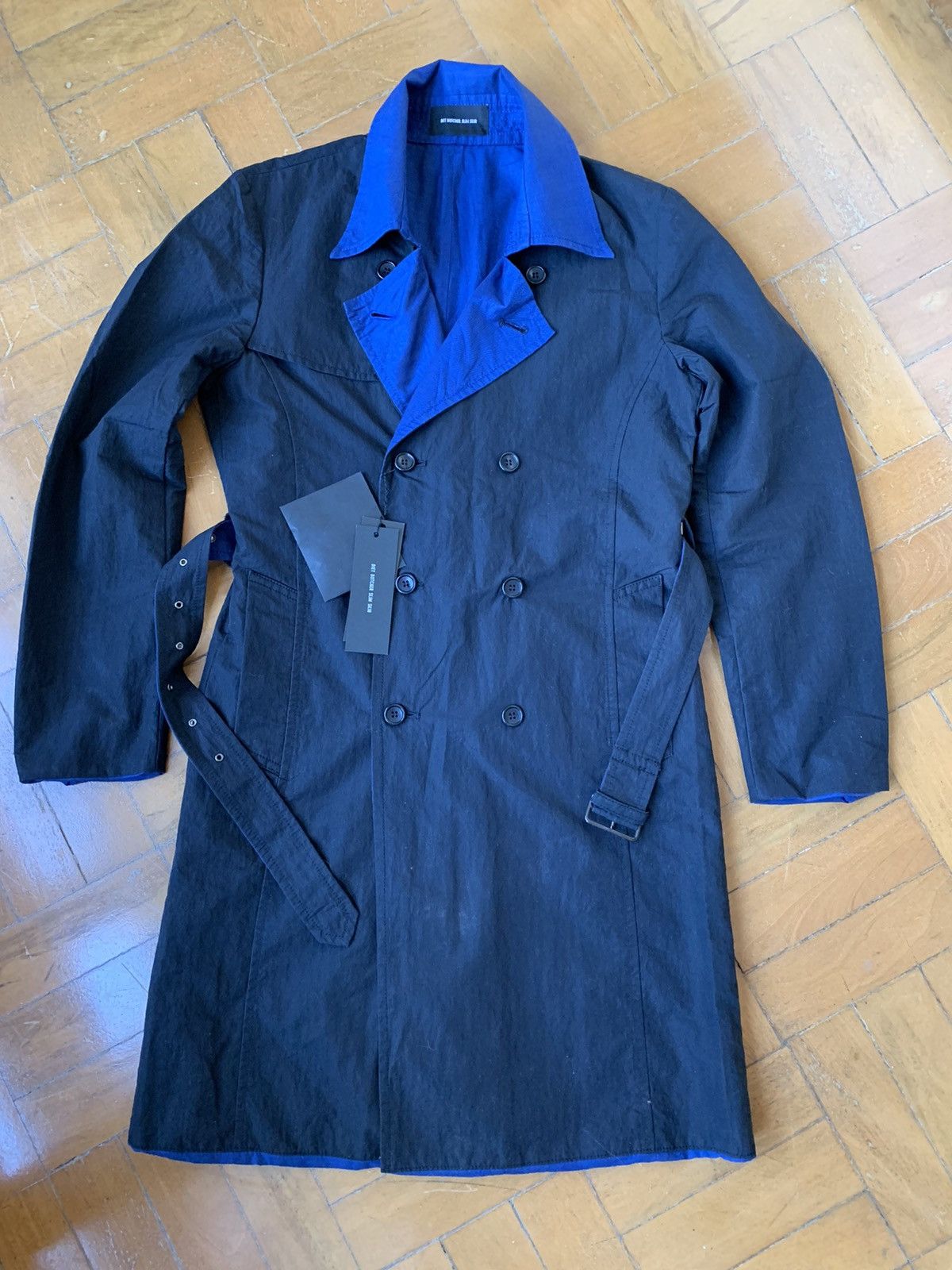 Diet Butcher Slim Skin New $700 Japan made long reversible Trench coat Size US S / EU 44-46 / 1 - 1 Thumbnail
