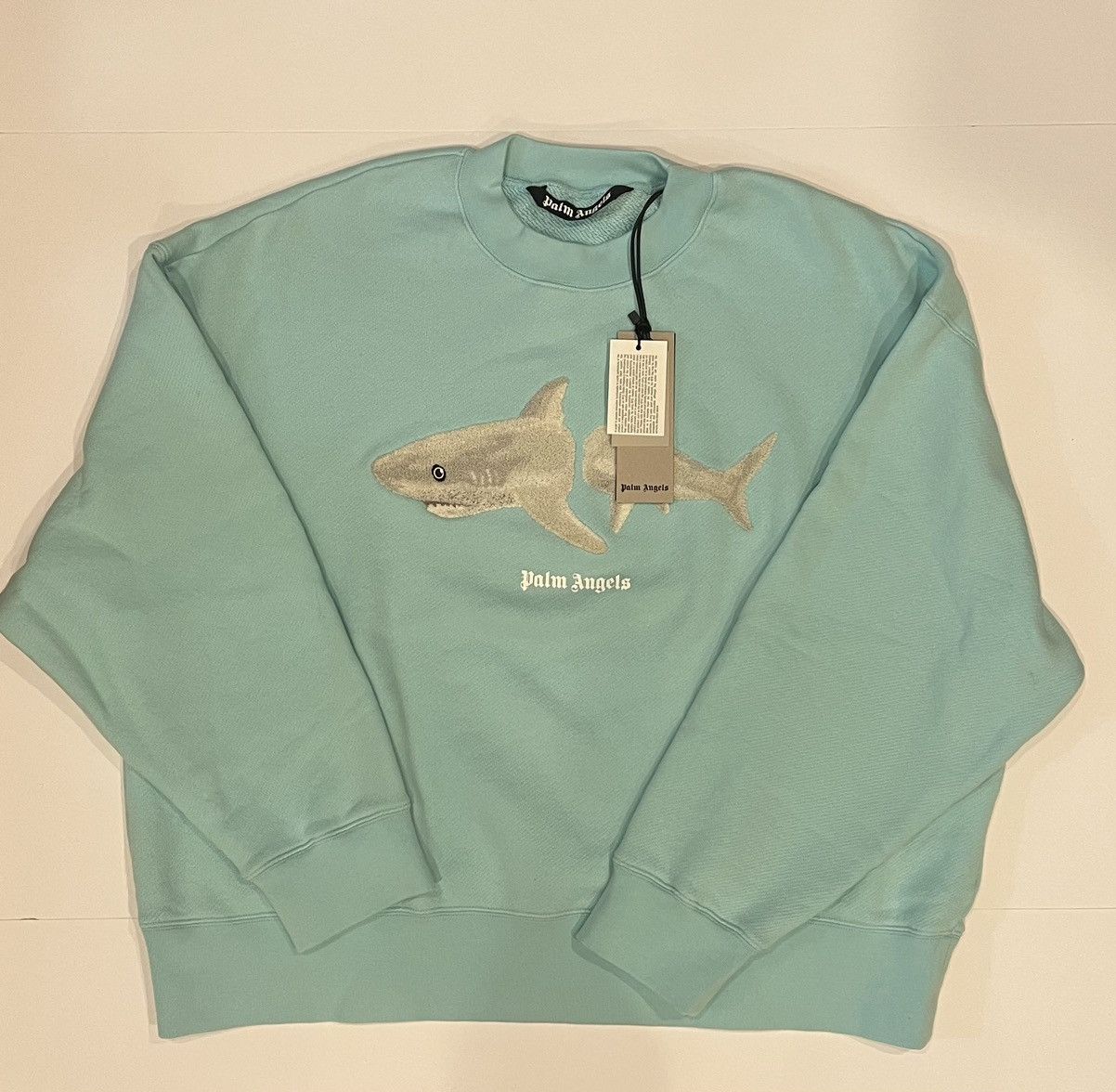 ★Palm Angels★ Shark Crewneck Man to Man Light Blue PMBA026 Palm Angels Palm Angels Light Blue Shark Crewneck Sweatshirt