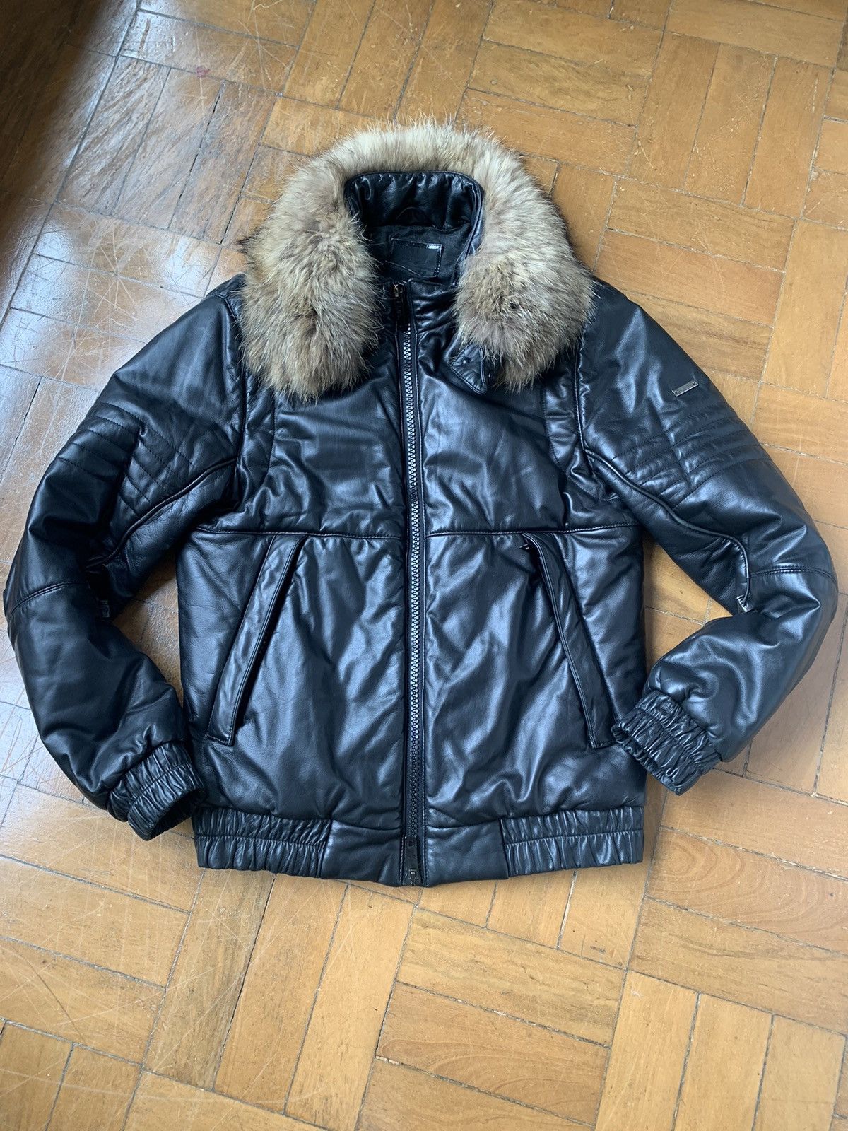 $4000 calfskin puffer jacket with detachable foxfur collar