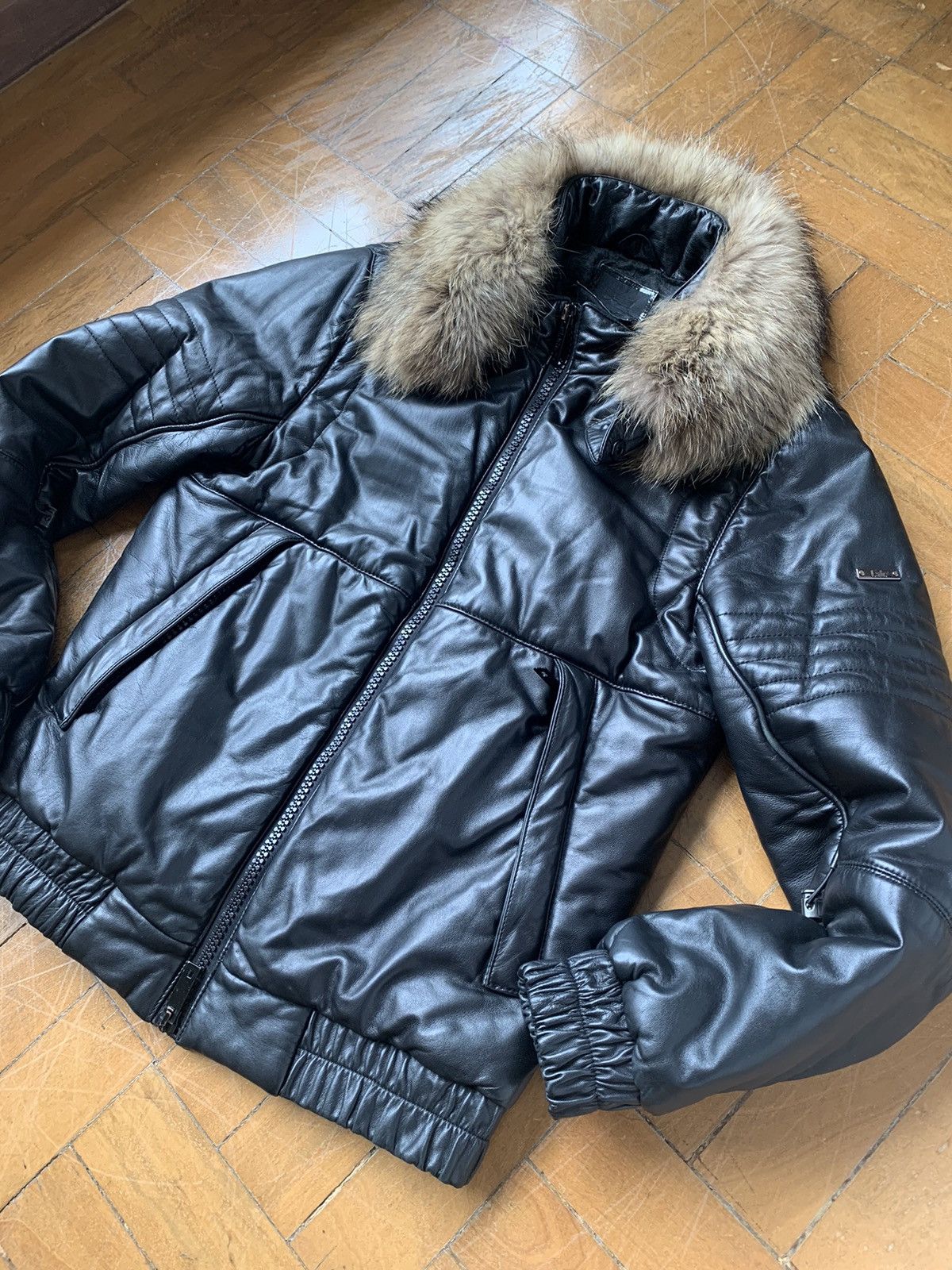 Pal Zileri $4000 calfskin puffer jacket with detachable foxfur collar Size US M / EU 48-50 / 2 - 2 Thumbnail