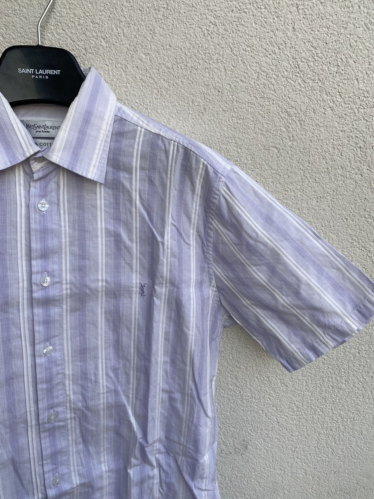 Yves Saint Laurent Cotton YSL Shirt Blue/White Size US L / EU 52-54 / 3 - 1 Thumbnail