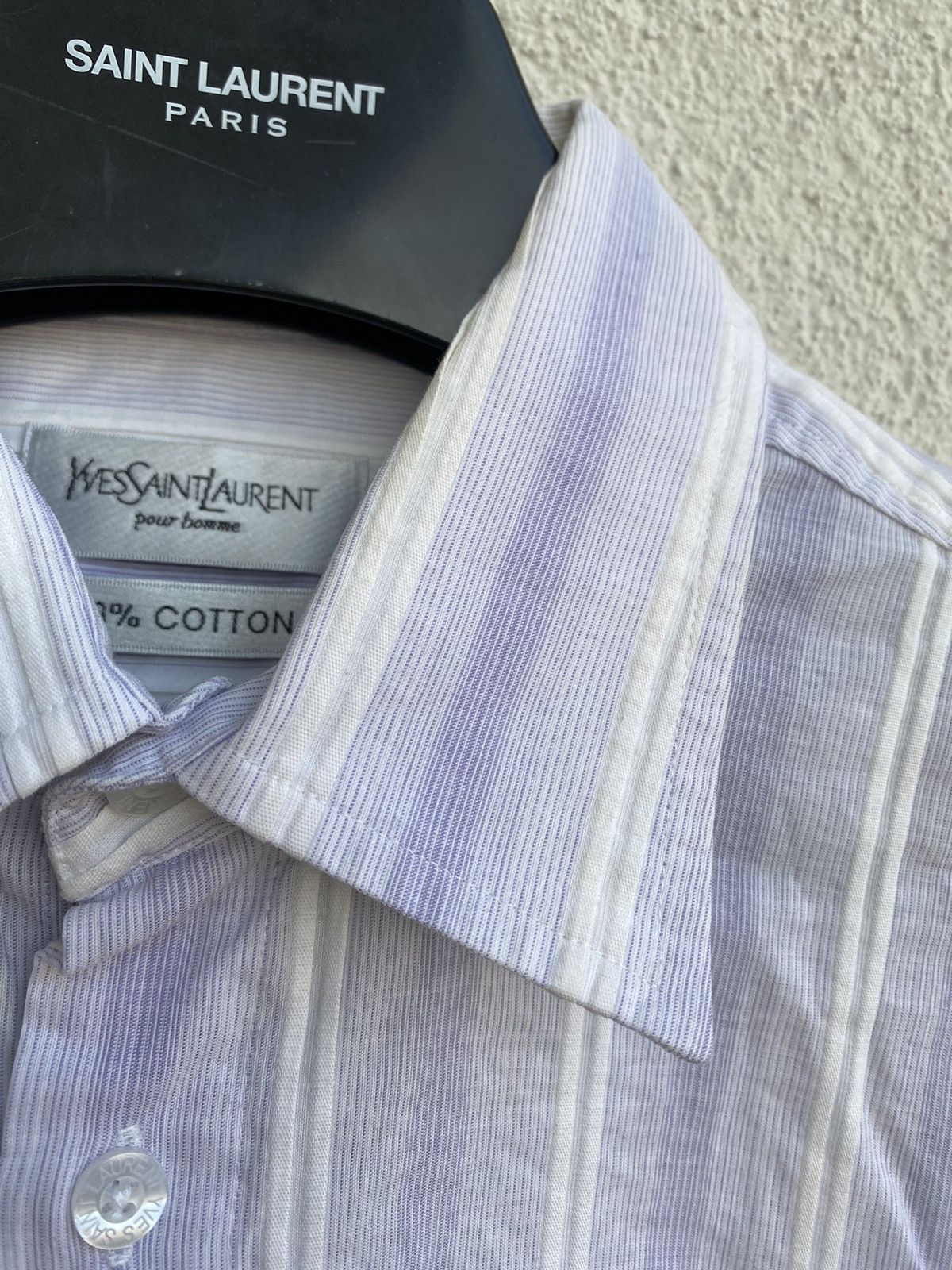 Yves Saint Laurent Cotton YSL Shirt Blue/White Size US L / EU 52-54 / 3 - 10 Thumbnail