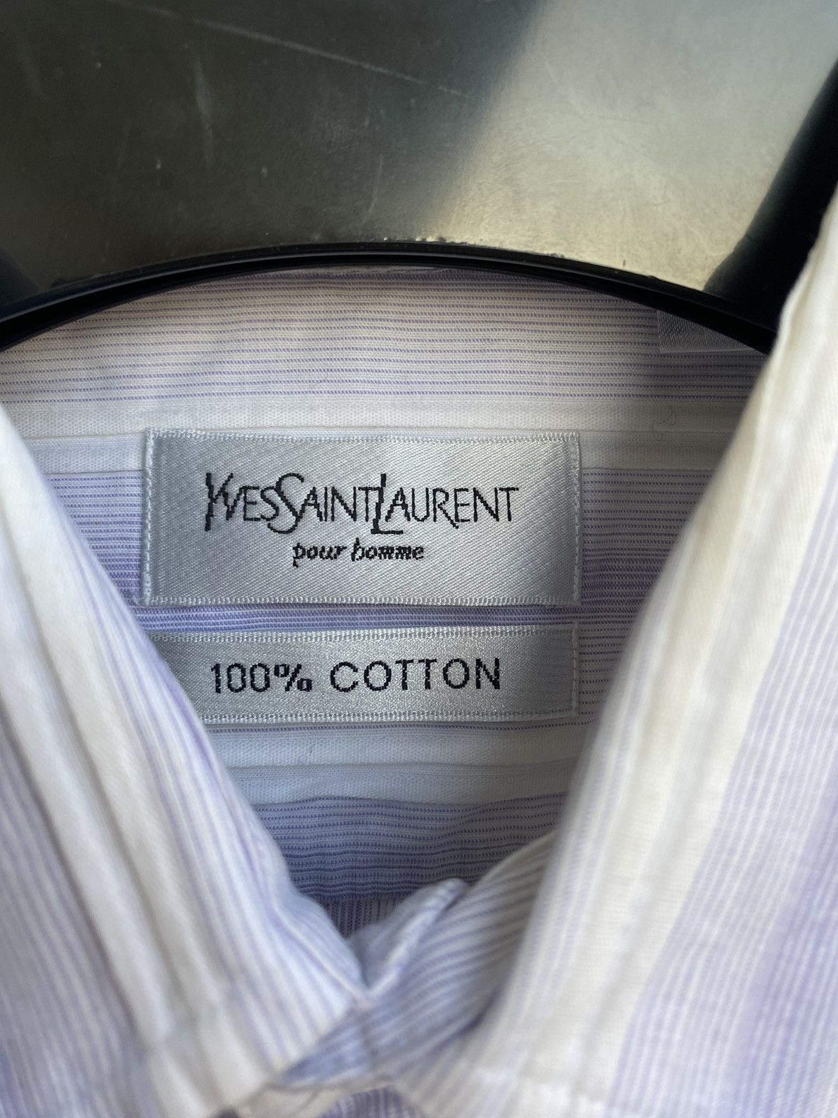 Yves Saint Laurent Cotton YSL Shirt Blue/White Size US L / EU 52-54 / 3 - 5 Thumbnail