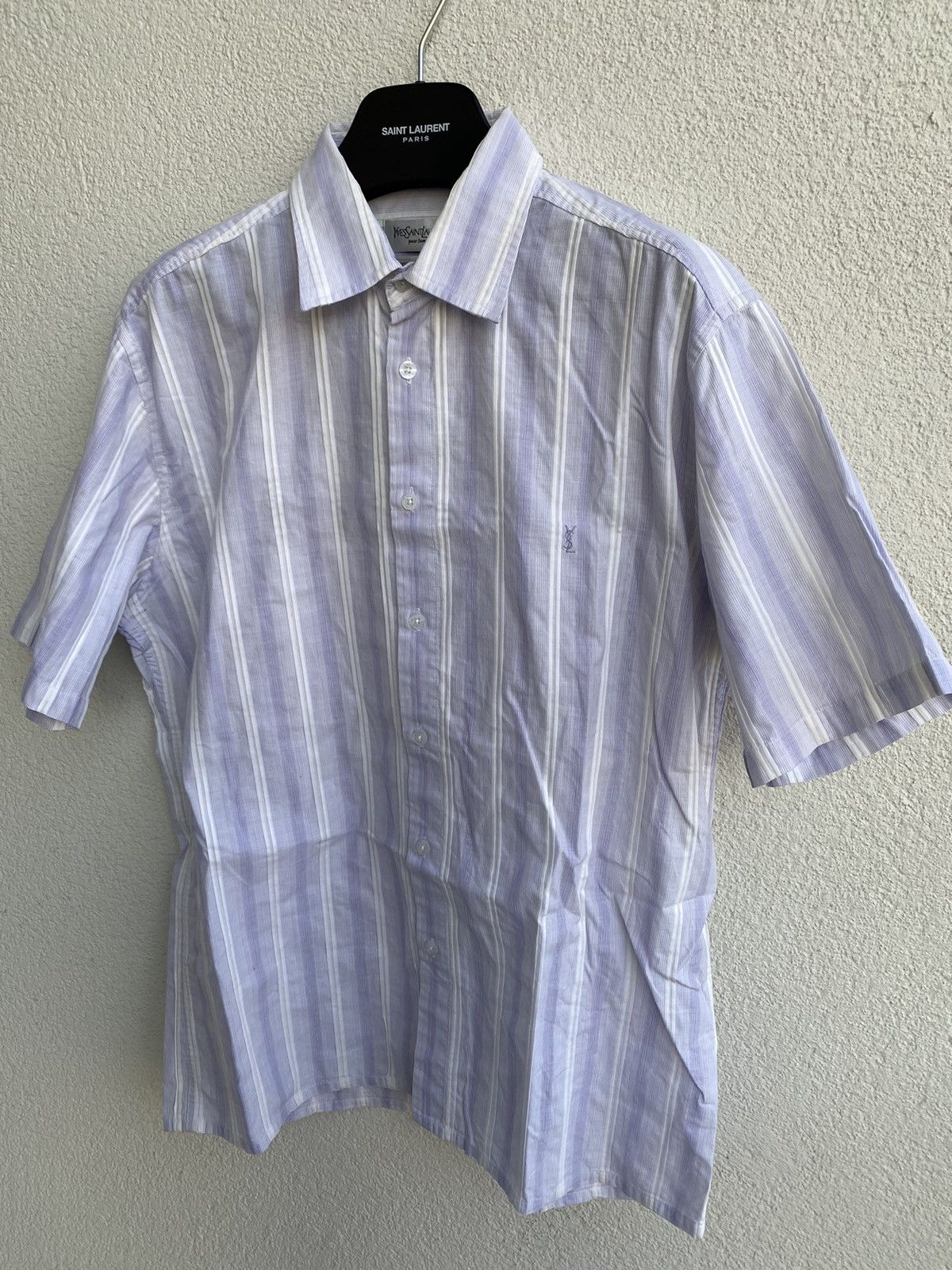 Yves Saint Laurent Cotton YSL Shirt Blue/White Size US L / EU 52-54 / 3 - 3 Thumbnail