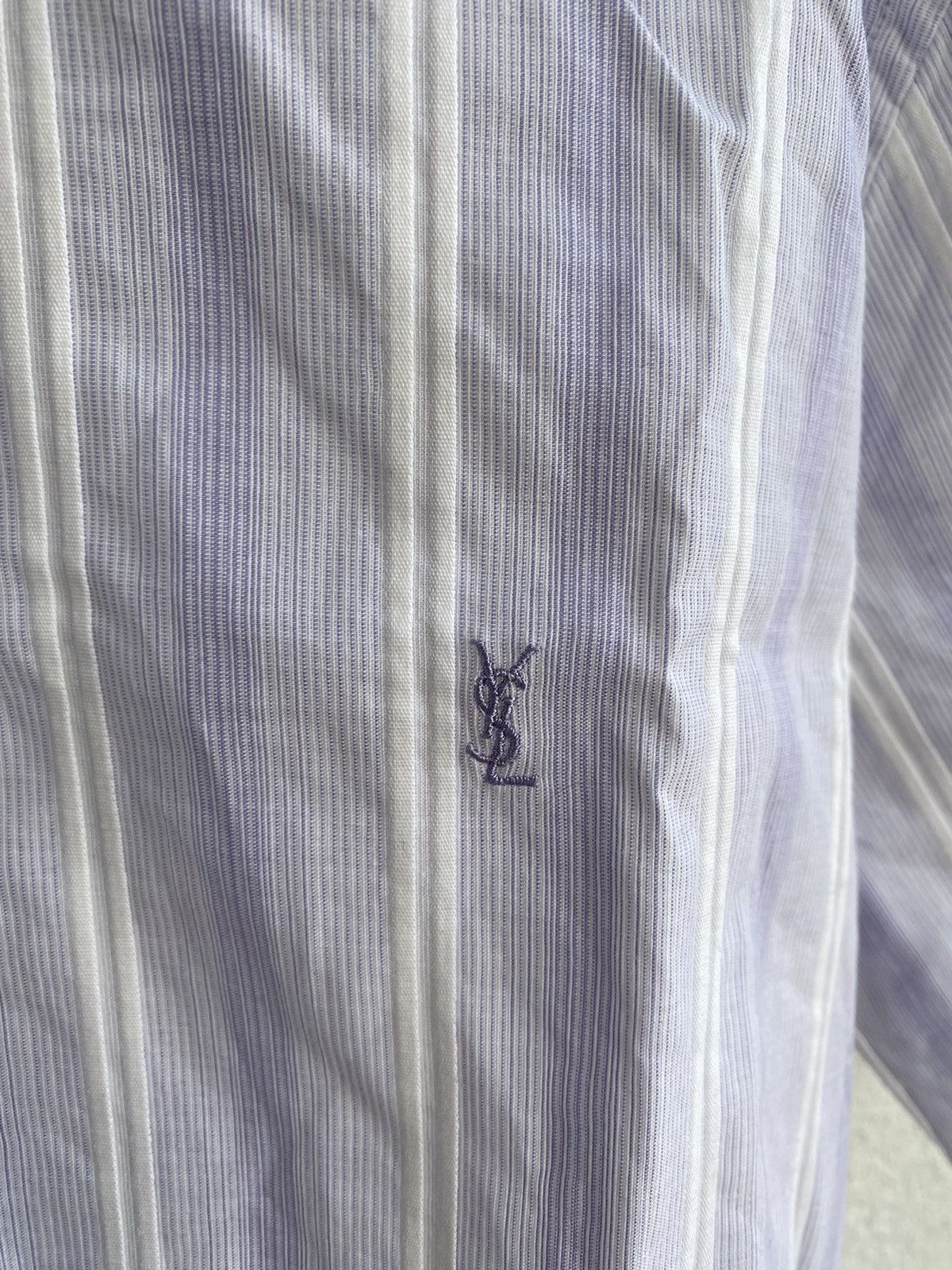 Yves Saint Laurent Cotton YSL Shirt Blue/White Size US L / EU 52-54 / 3 - 12 Thumbnail