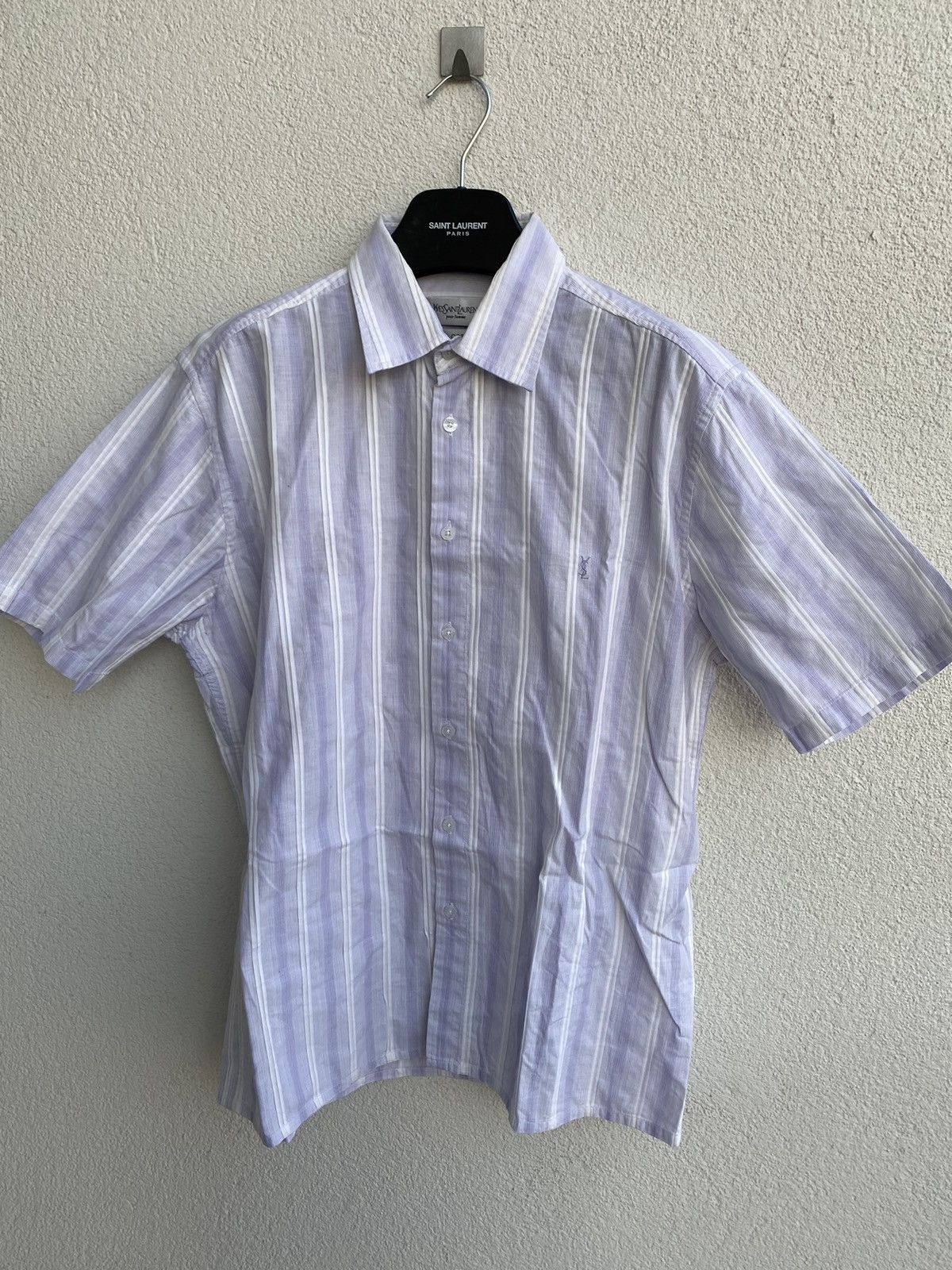 Yves Saint Laurent Cotton YSL Shirt Blue/White Size US L / EU 52-54 / 3 - 6 Thumbnail