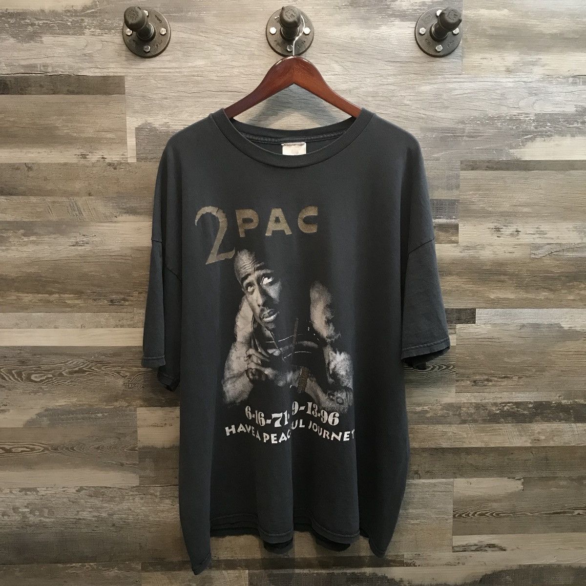 image of Tupac Memorial Rap Tee in Vintage Black, Men's (Size 2XL)