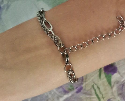 Jewelry Double-layer Chain Stainless Steel Cuff Bracelet Size ONE SIZE - 3 Thumbnail