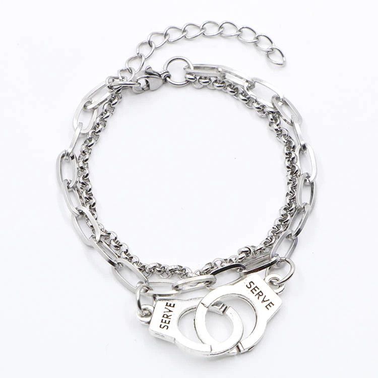 Jewelry Double-layer Chain Stainless Steel Cuff Bracelet Size ONE SIZE - 1 Thumbnail