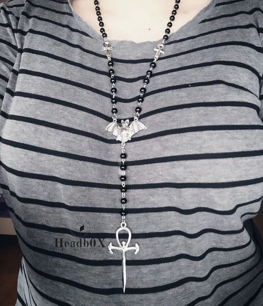 Jewelry Vampire Ankh Rosary Beads Necklace Size ONE SIZE - 6 Thumbnail