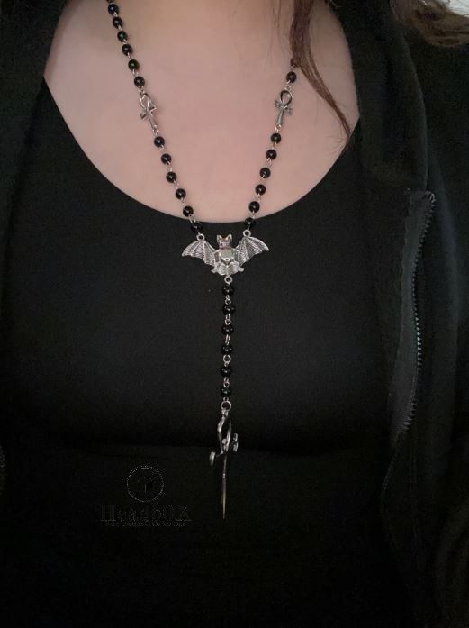 Jewelry Vampire Ankh Rosary Beads Necklace Size ONE SIZE - 2 Thumbnail