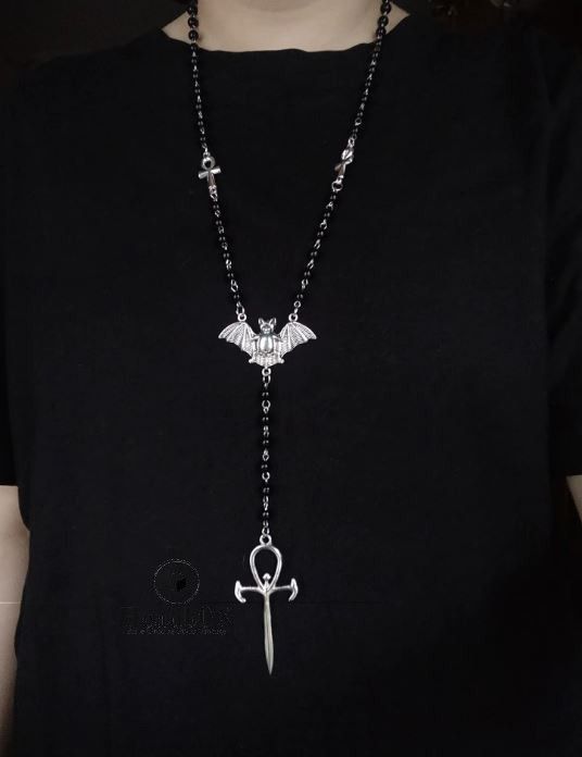 Jewelry Vampire Ankh Rosary Beads Necklace Size ONE SIZE - 7 Thumbnail