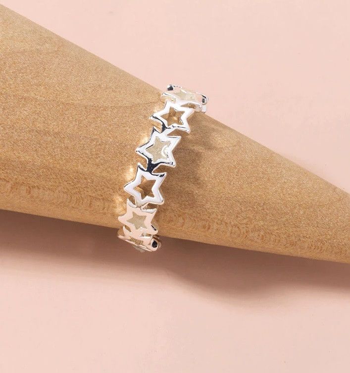 Jewelry Adjustable Hollow Blue Star Luminous Ring Size ONE SIZE - 4 Thumbnail