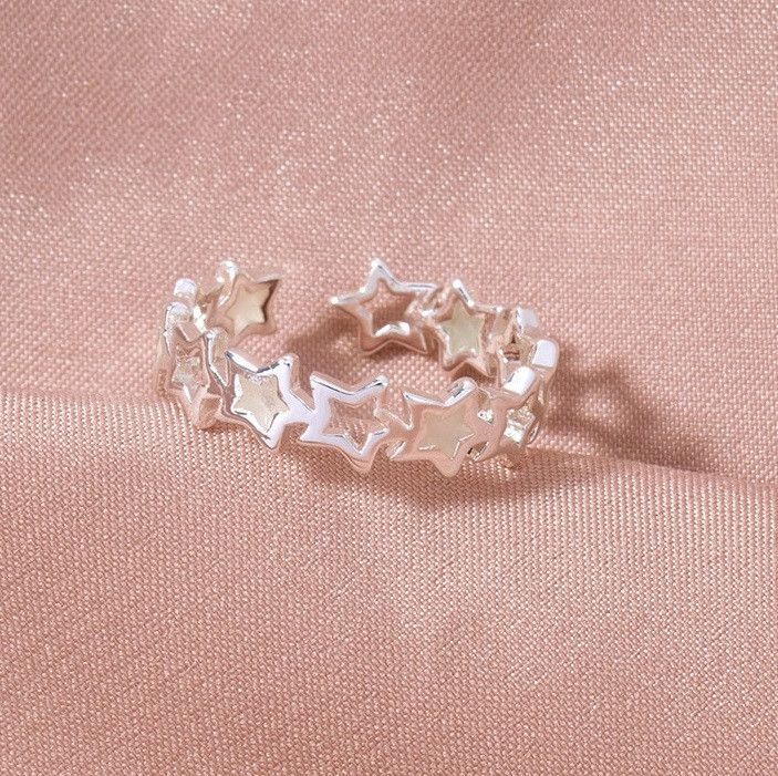 Jewelry Adjustable Hollow Blue Star Luminous Ring Size ONE SIZE - 3 Thumbnail
