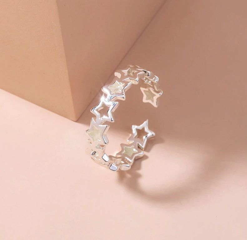 Jewelry Adjustable Hollow Blue Star Luminous Ring Size ONE SIZE - 2 Thumbnail