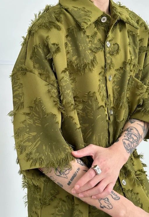Retro fashion fringe floral button up shirt