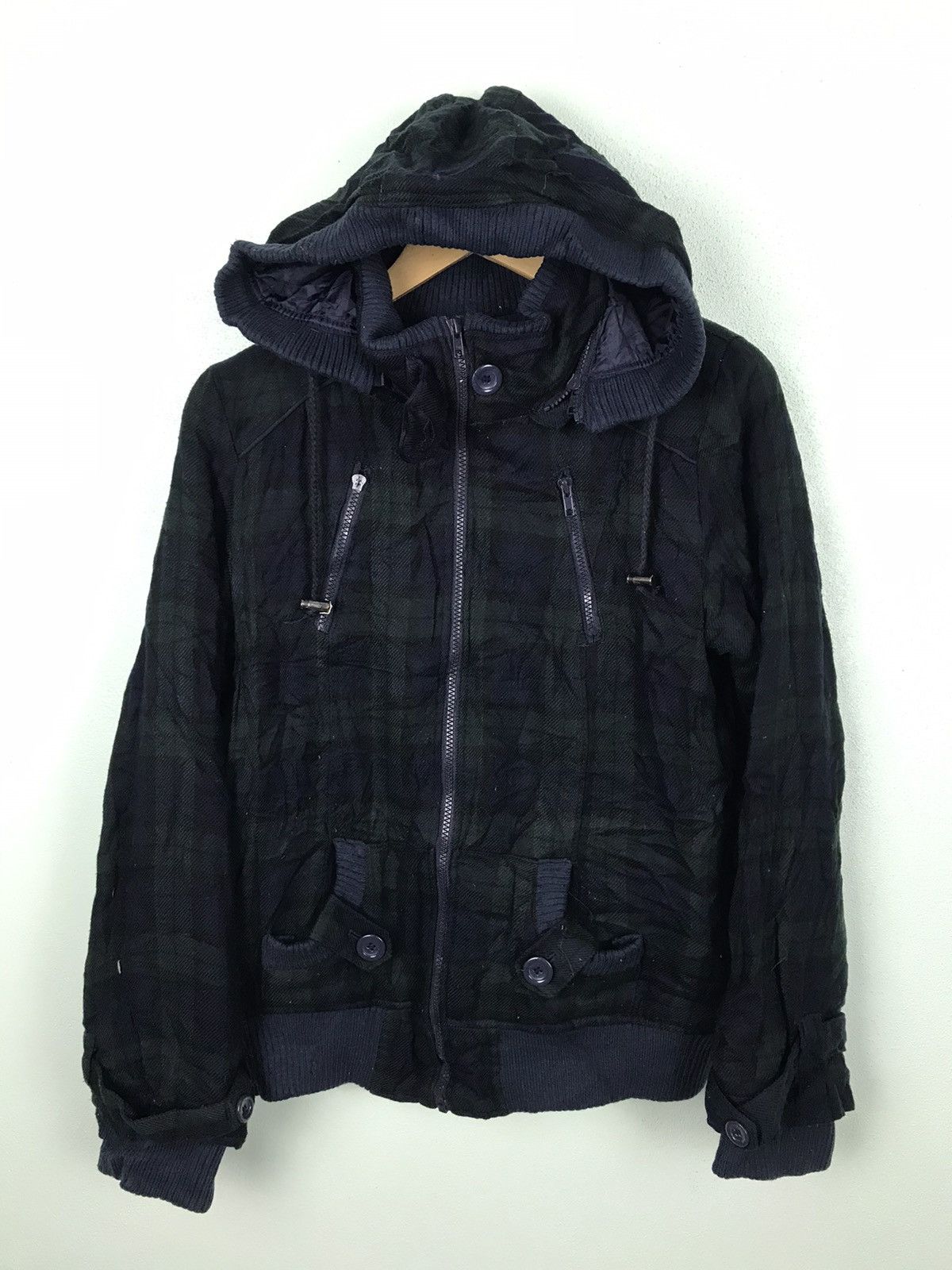Comfort basic tartan design hoodie jacket - gh1319