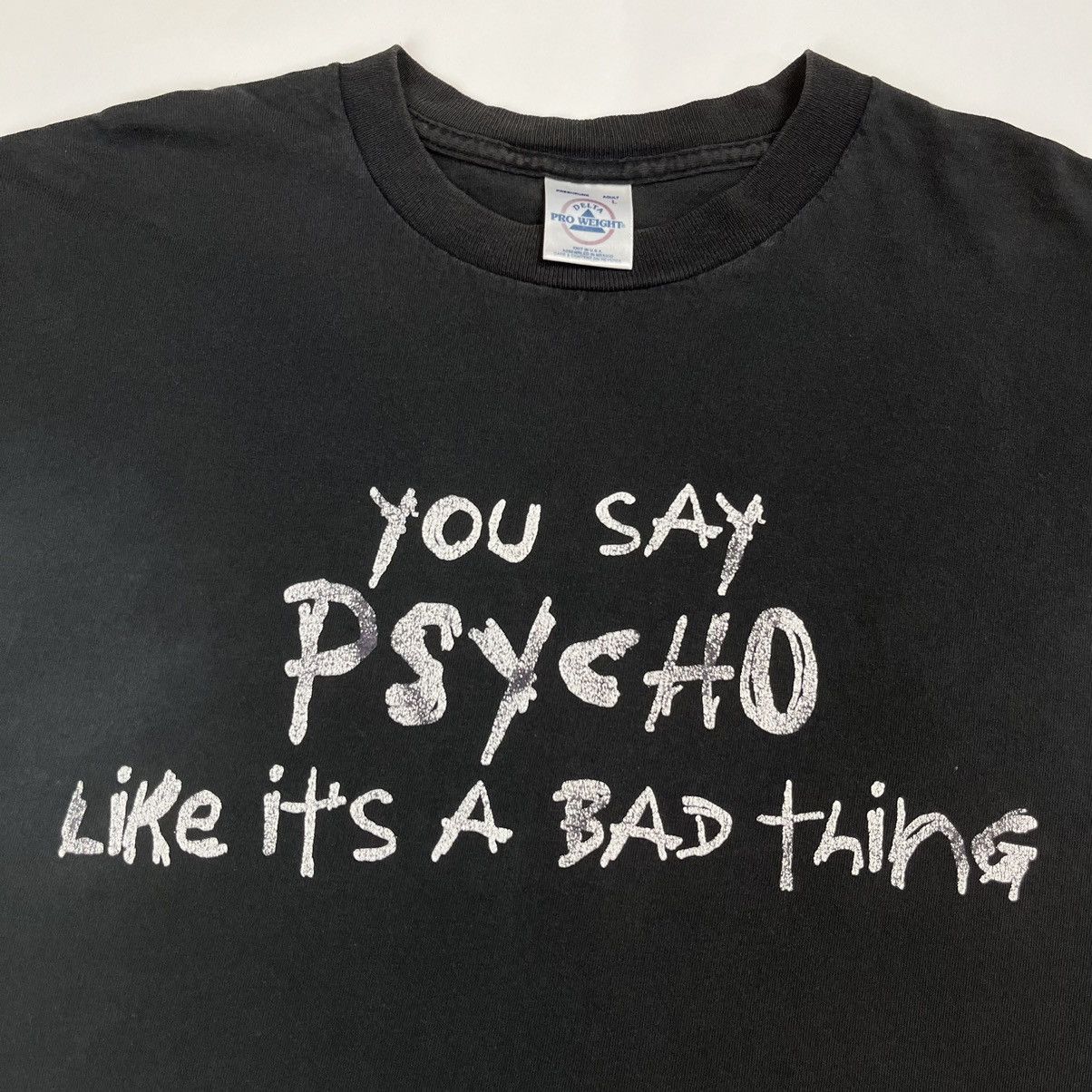 Vintage Vintage 90s Psycho Black Faded T-Shirt Size L Size US L / EU 52-54 / 3 - 4 Thumbnail