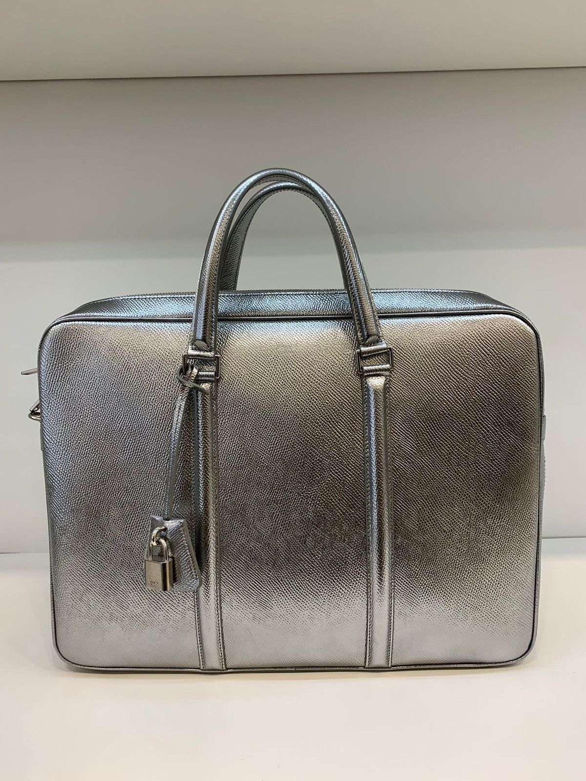 Briefcase Bag in Silver