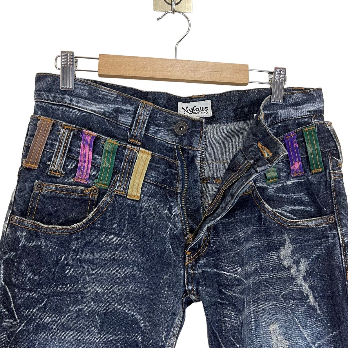 Hysteric Glamour × Japanese Brand 🔥DOPE🔥Real Double Waist! Nylaus Clothing Distressed Denim Size US 29 - 3 Thumbnail