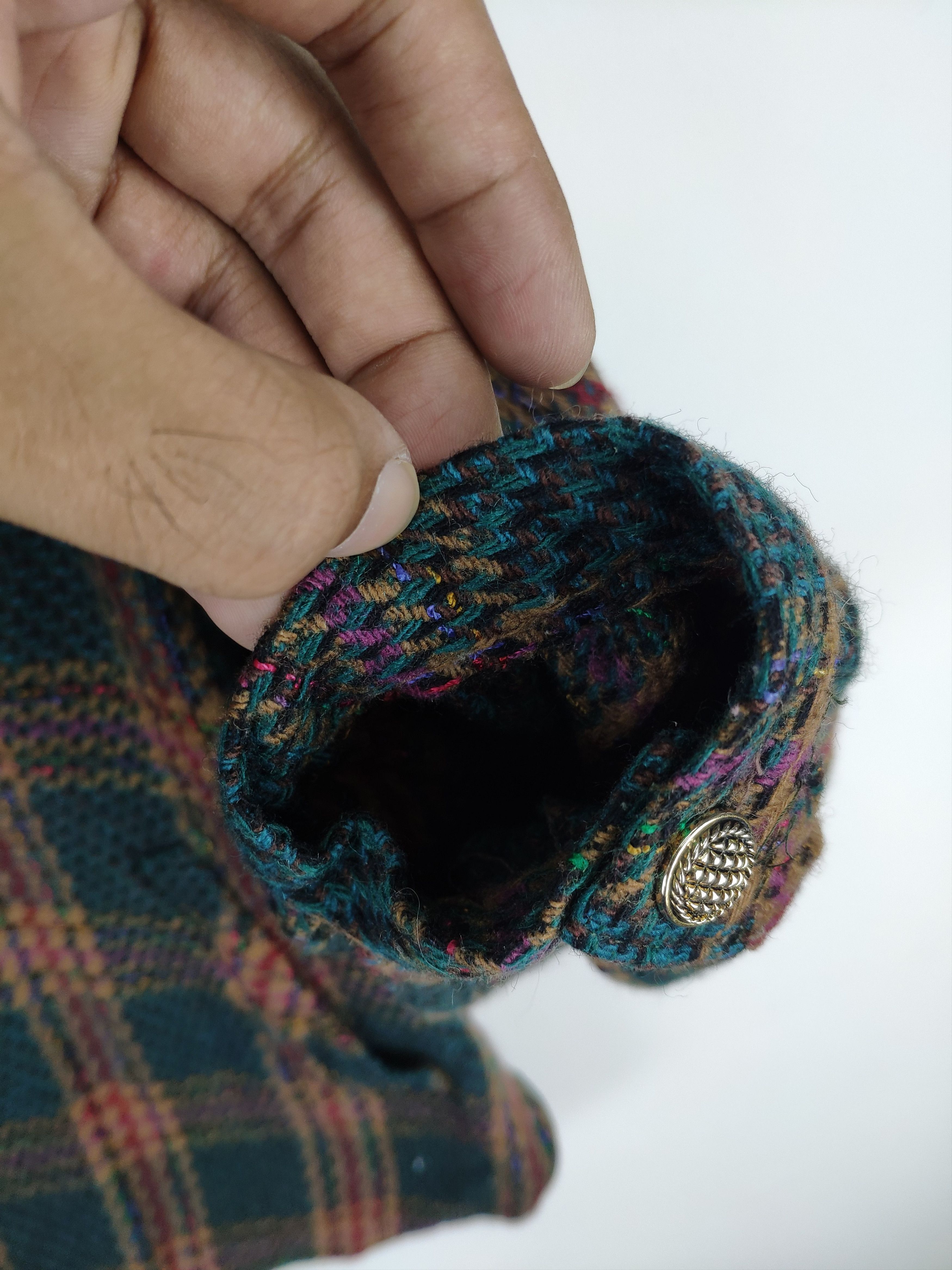 Japanese Brand × Vintage Vintage 1990s Wool Cardigan Shadow Plaid Size M / US 6-8 / IT 42-44 - 7 Thumbnail