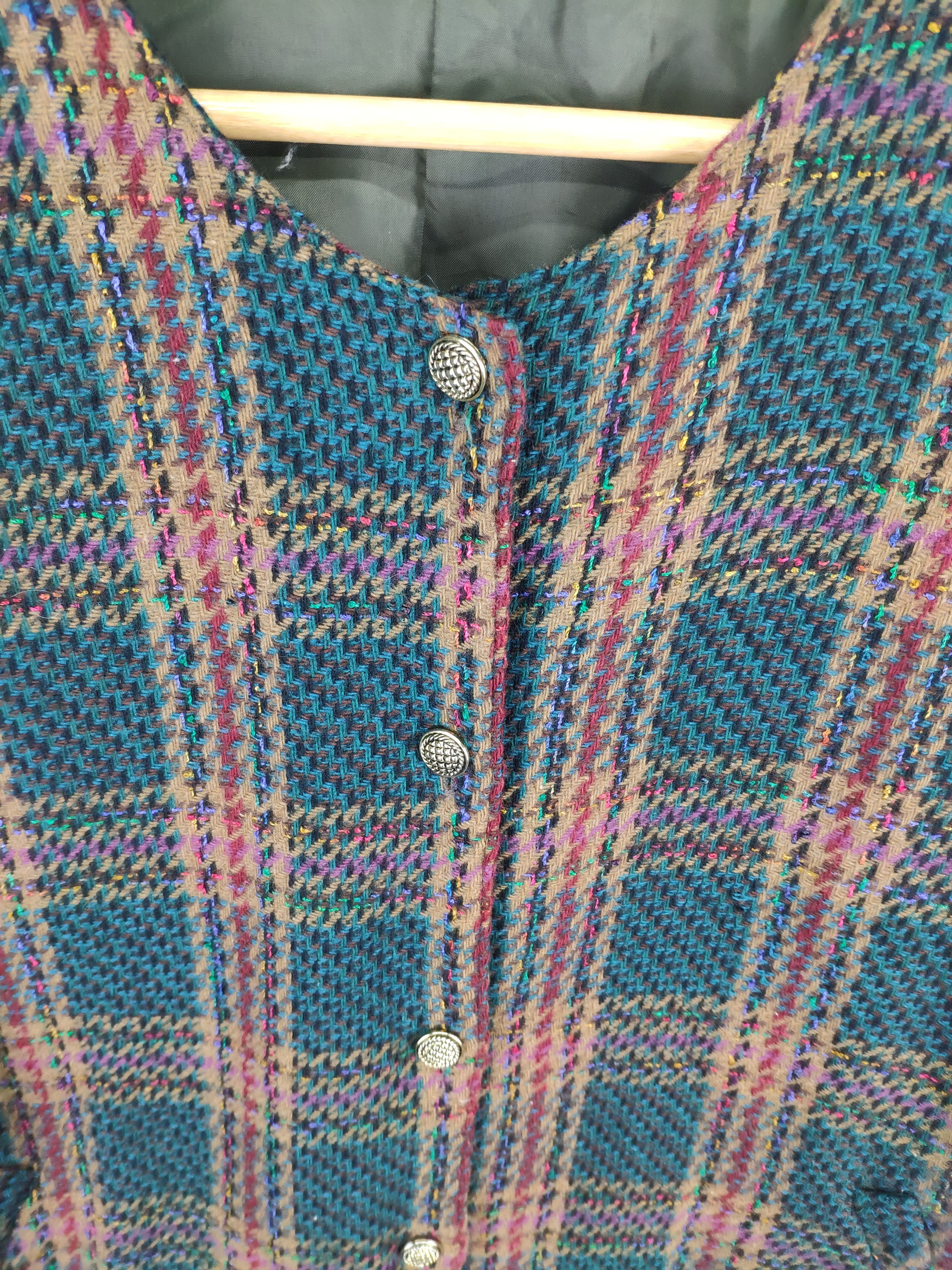 Japanese Brand × Vintage Vintage 1990s Wool Cardigan Shadow Plaid Size M / US 6-8 / IT 42-44 - 10 Thumbnail