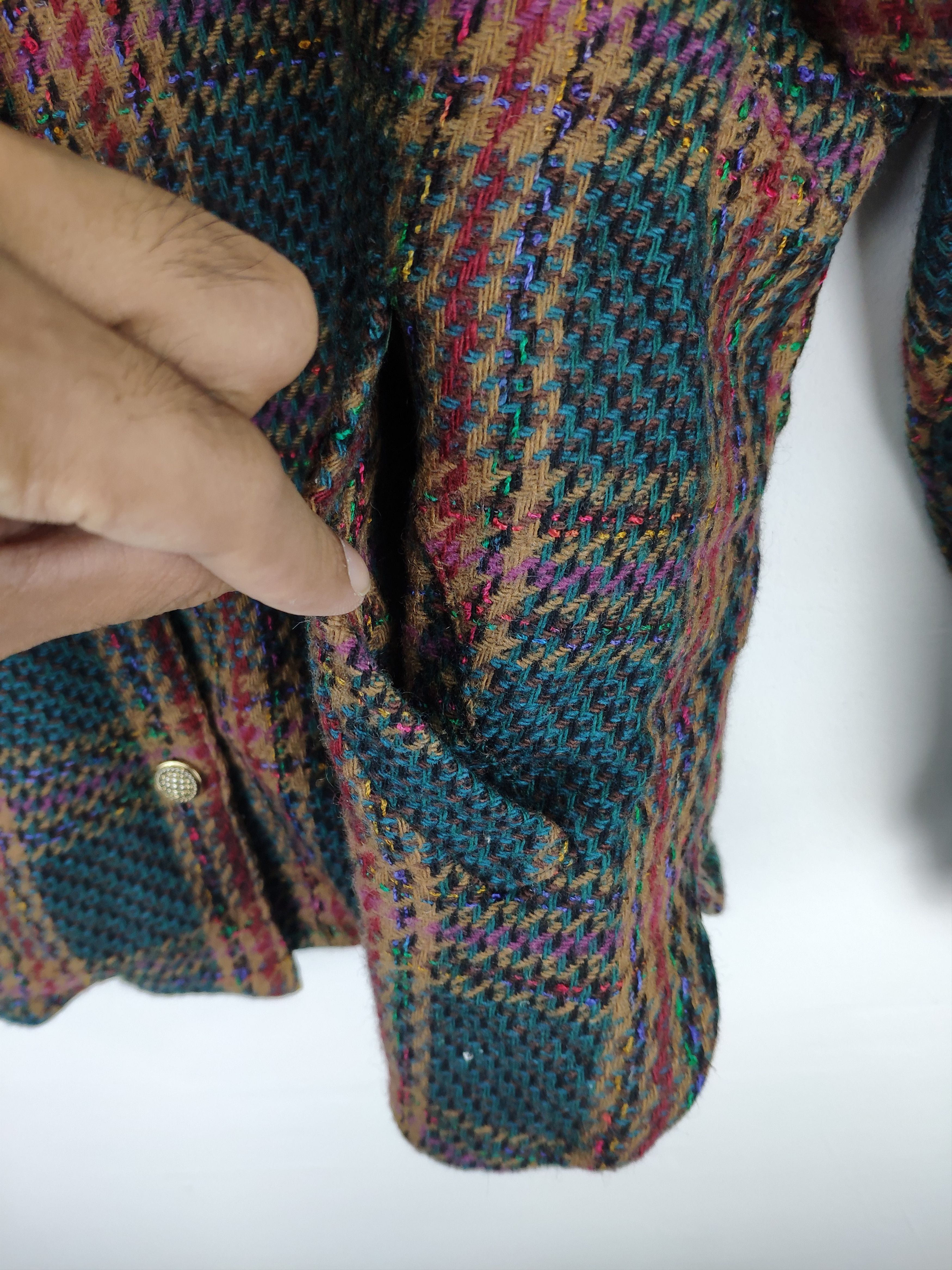 Japanese Brand × Vintage Vintage 1990s Wool Cardigan Shadow Plaid Size M / US 6-8 / IT 42-44 - 12 Thumbnail