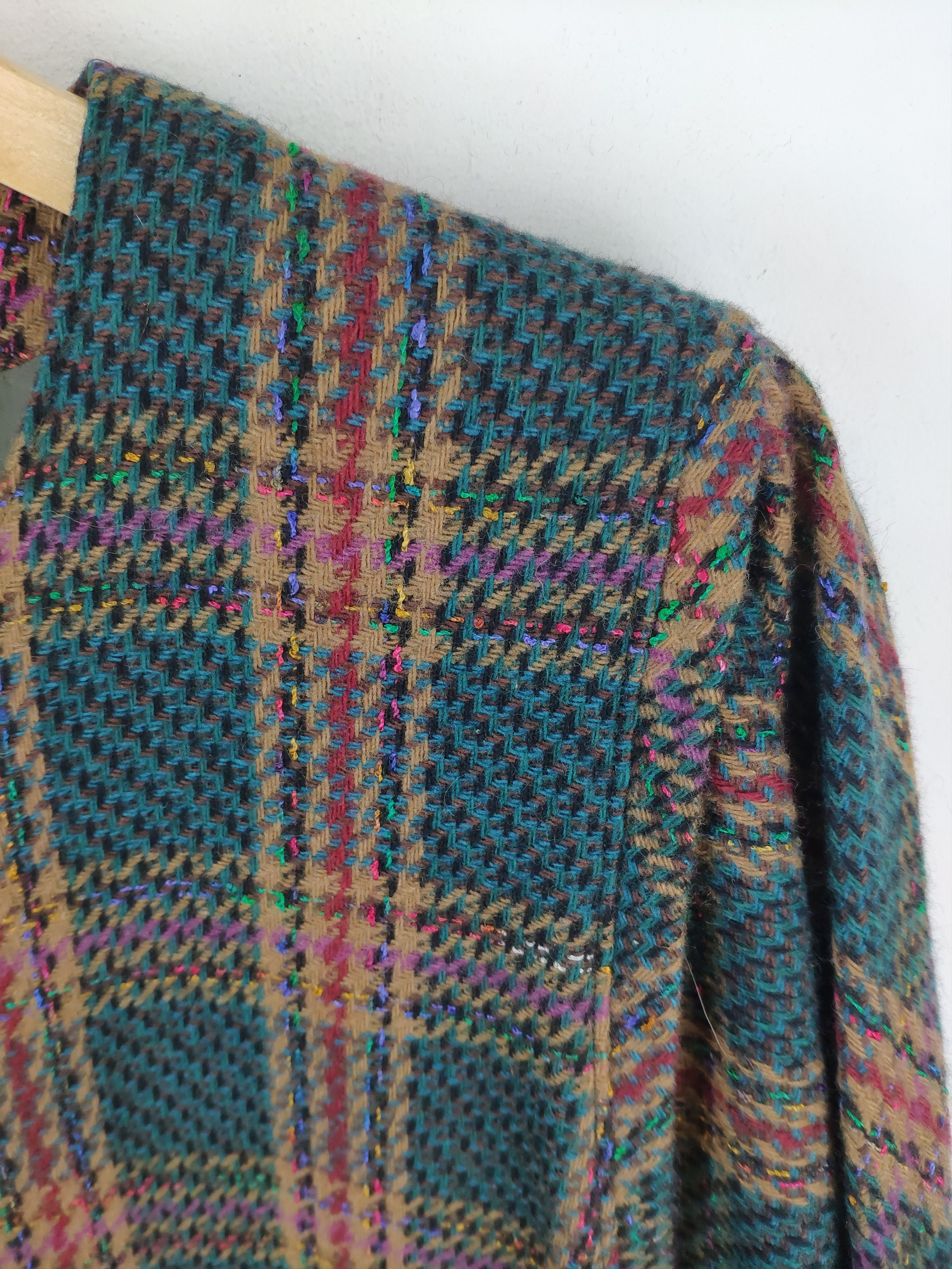 Japanese Brand × Vintage Vintage 1990s Wool Cardigan Shadow Plaid Size M / US 6-8 / IT 42-44 - 9 Thumbnail