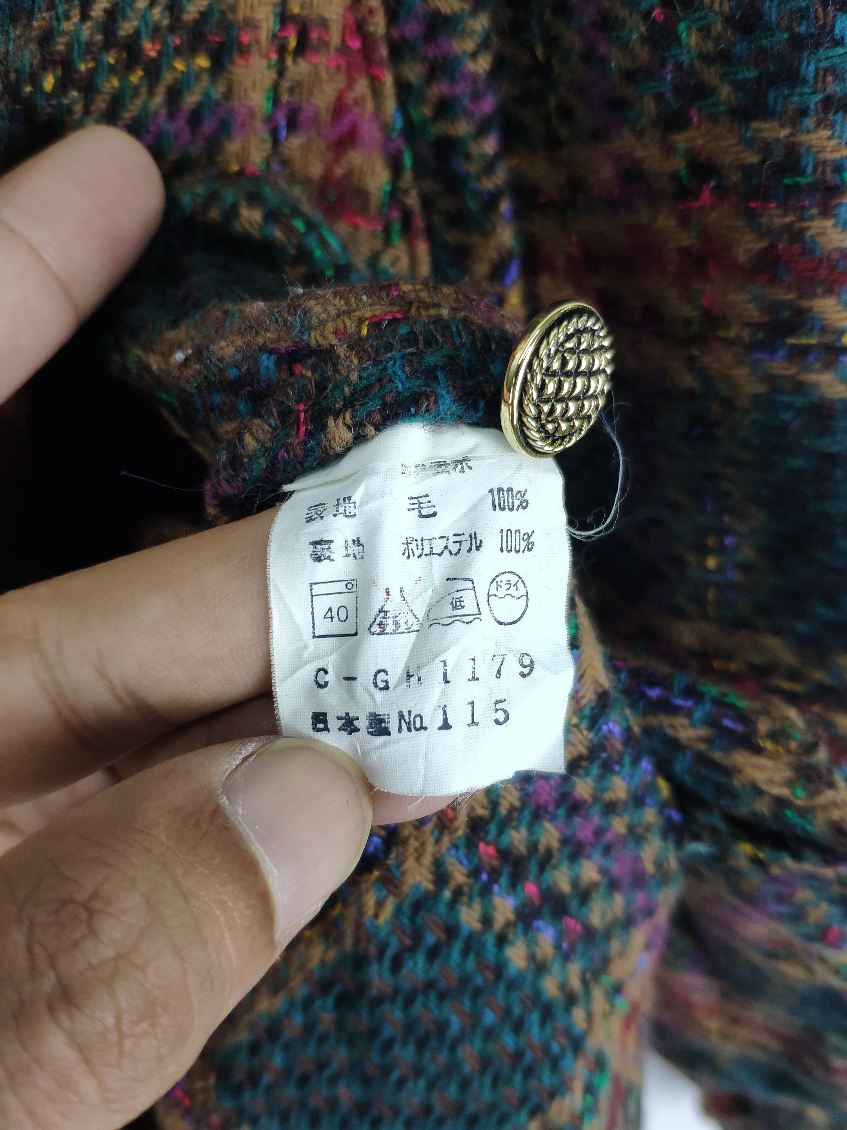 Japanese Brand × Vintage Vintage 1990s Wool Cardigan Shadow Plaid Size M / US 6-8 / IT 42-44 - 4 Thumbnail