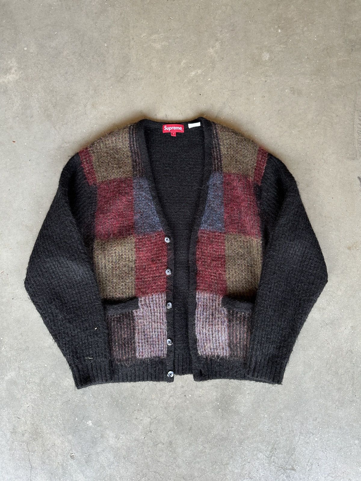 Supreme Supreme Brushed Grid Multicolor Cardigan | Grailed