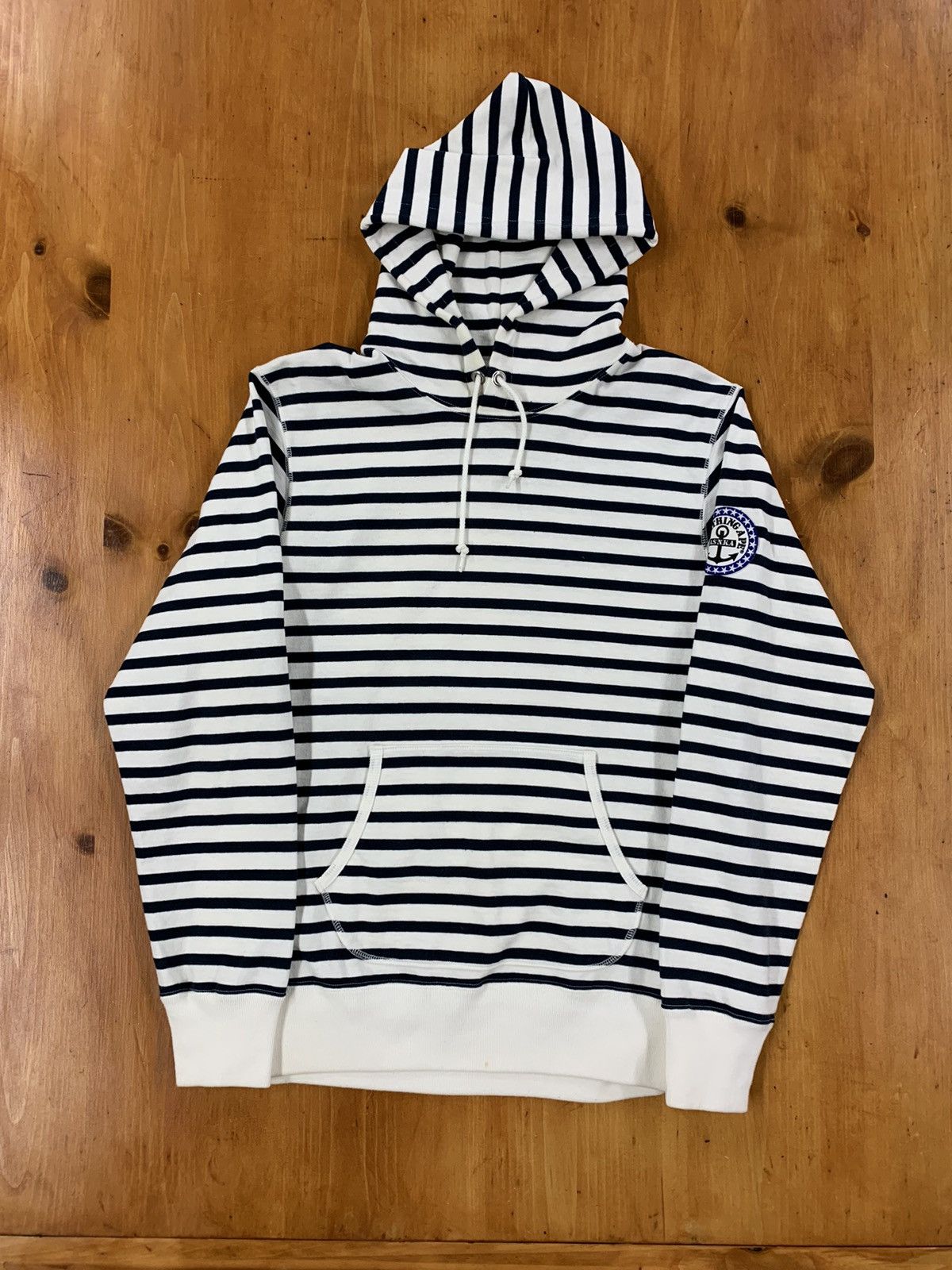 image of Bape Naval Striped Hooded Sweatshirt, Men's (Size Medium)