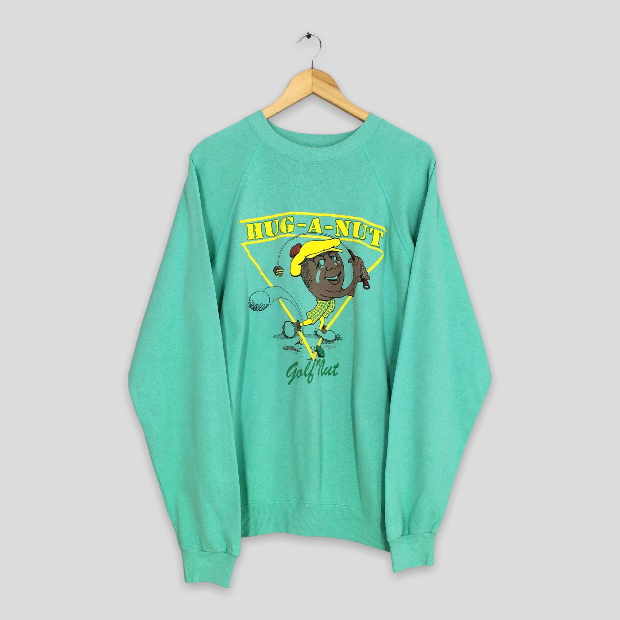 image of Vintage Hug A Nut Playing Golf Sweatshirt Large in Green, Men's