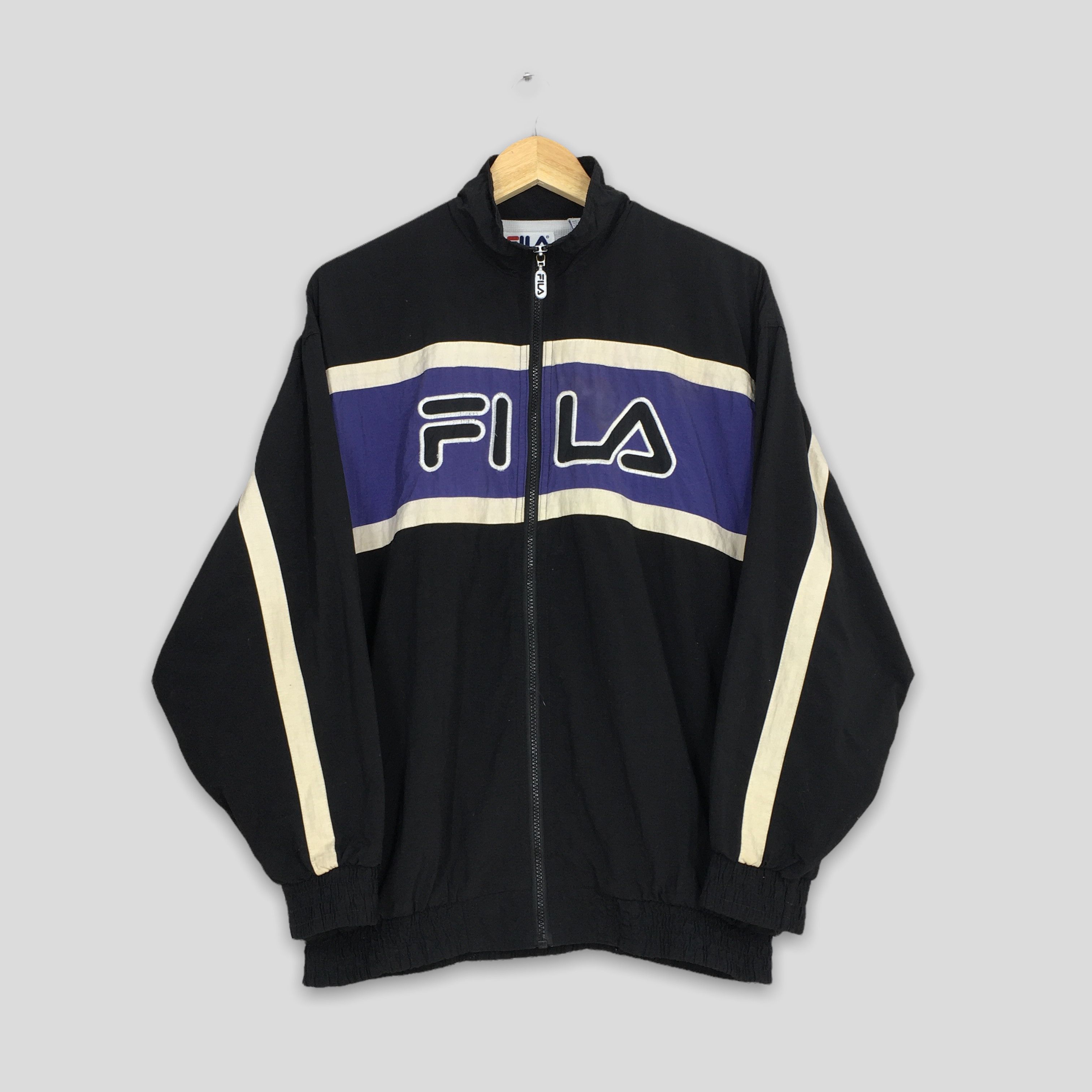 image of 90's Fila Windbreaker Jacket Mens Medium in Black
