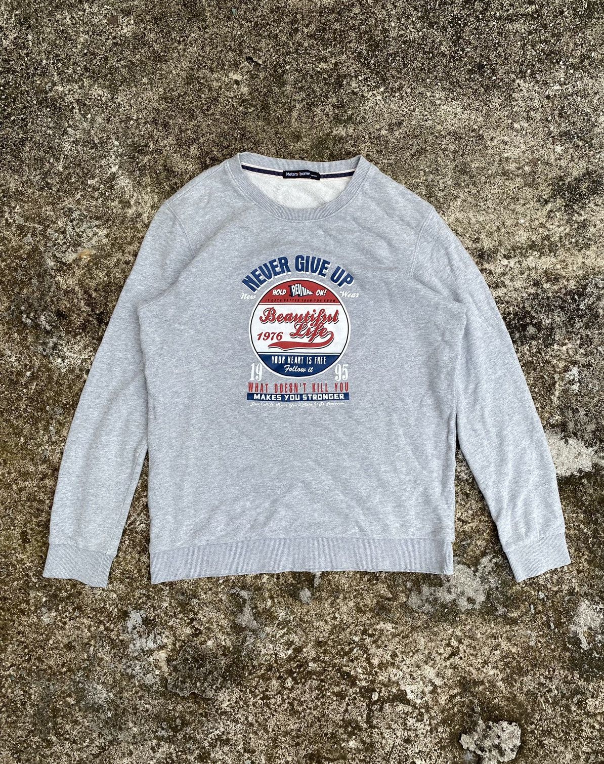 Japanese Brand Meters Bonwe Never Give Up Sweatshirt | Grailed