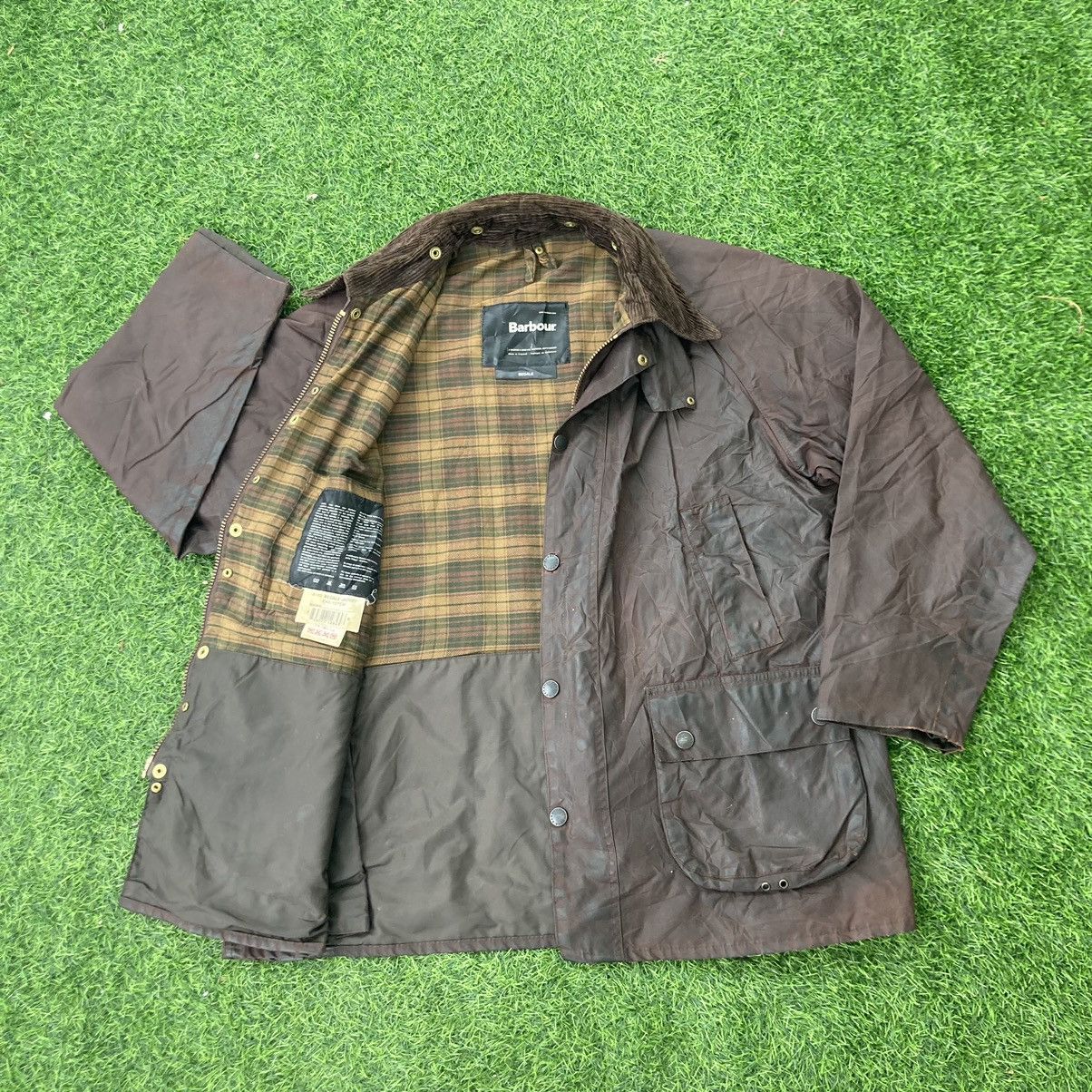 image of Distressed Barbour Bedale Waxed Jacket, Men's (Size XL)